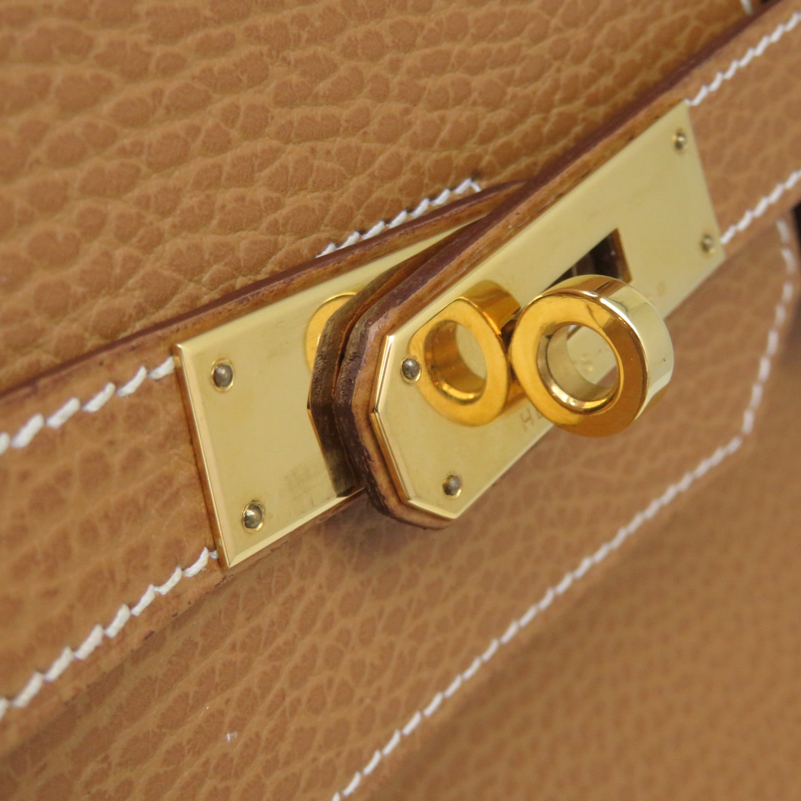 HERMES Ardennes Leather Birkin 40 Hand Bag Gold Buckle Hand Bag Naturel Brown
