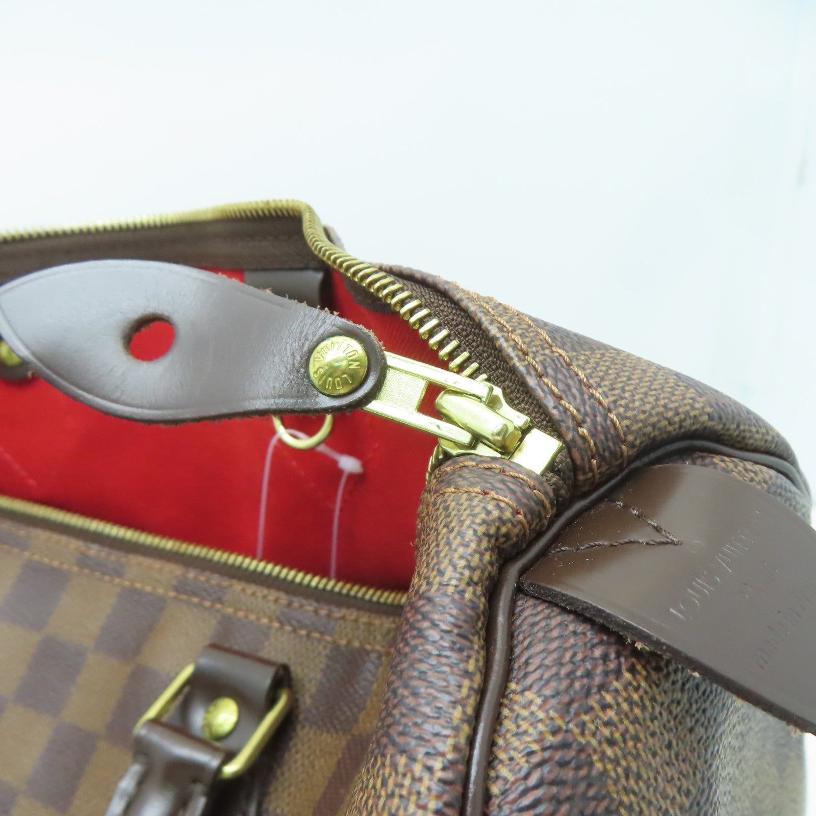 LOUIS VUITTON Damier Speedy 35金扣手挽袋啡色
