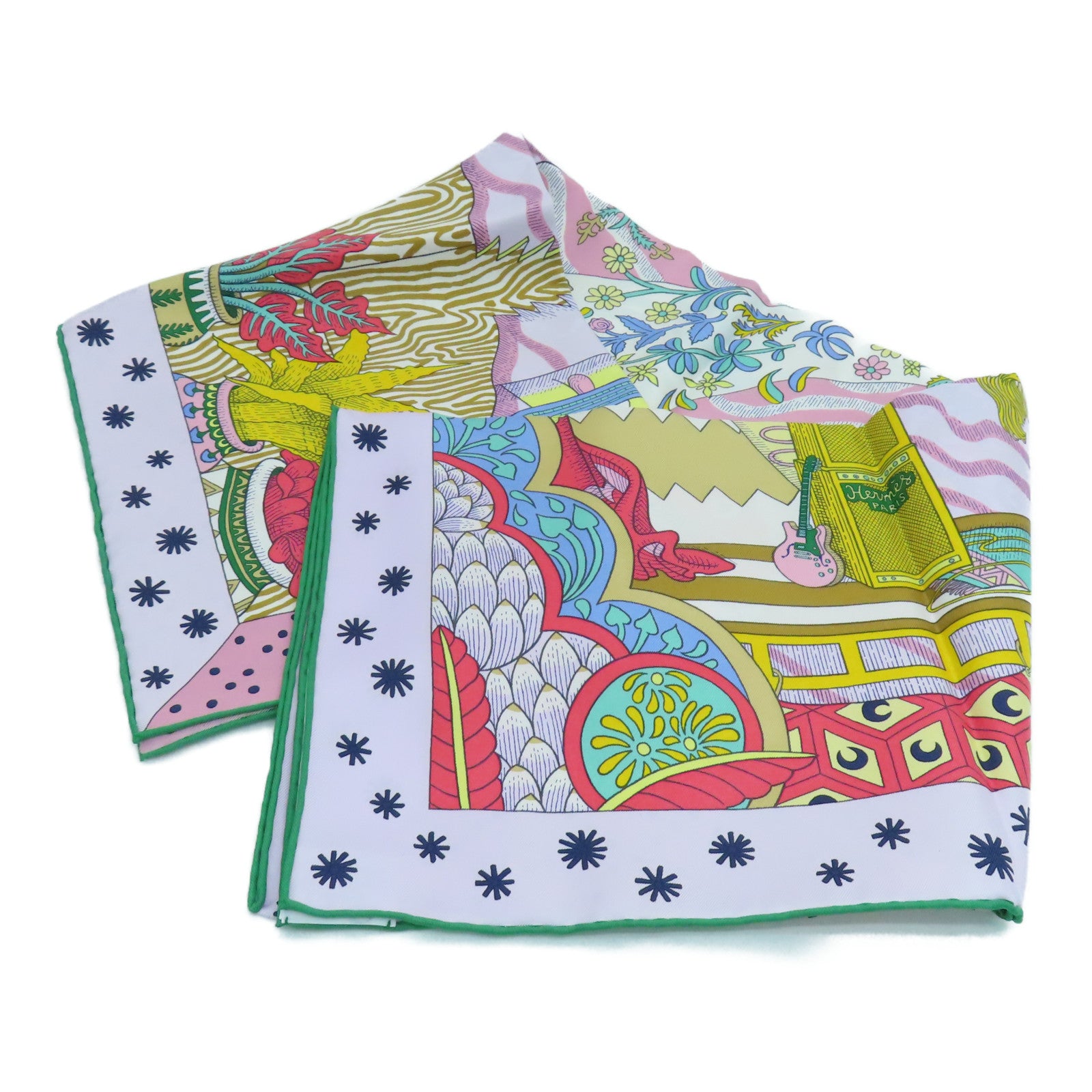 HERMES Silk Scarf Green/Color