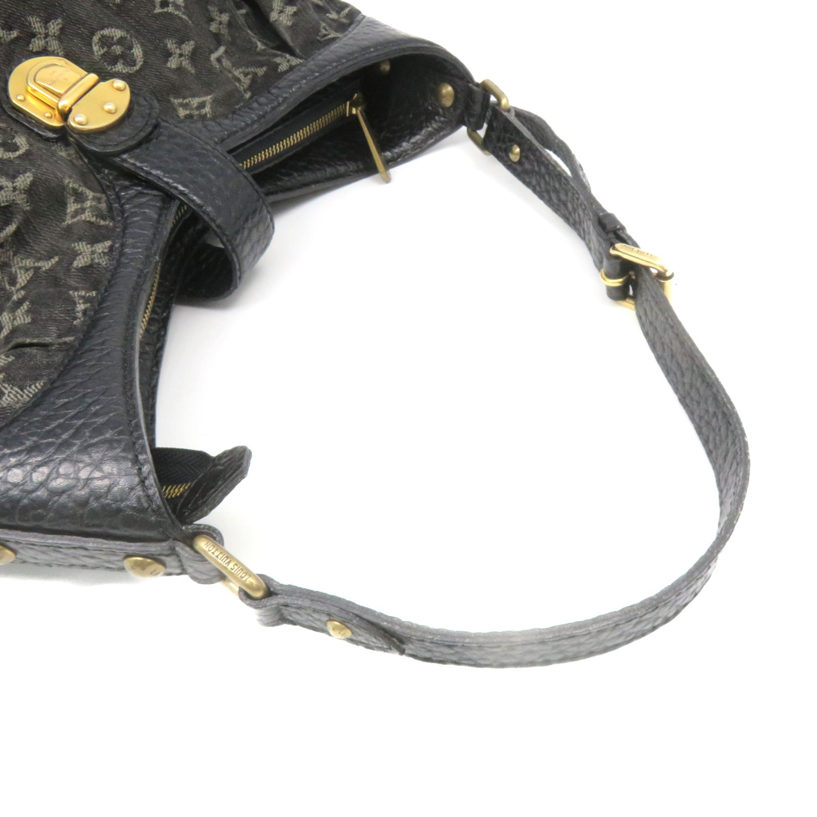 LOUIS VUITTON Monogram Denim XS Shoulder Bag金扣肩背袋黑色