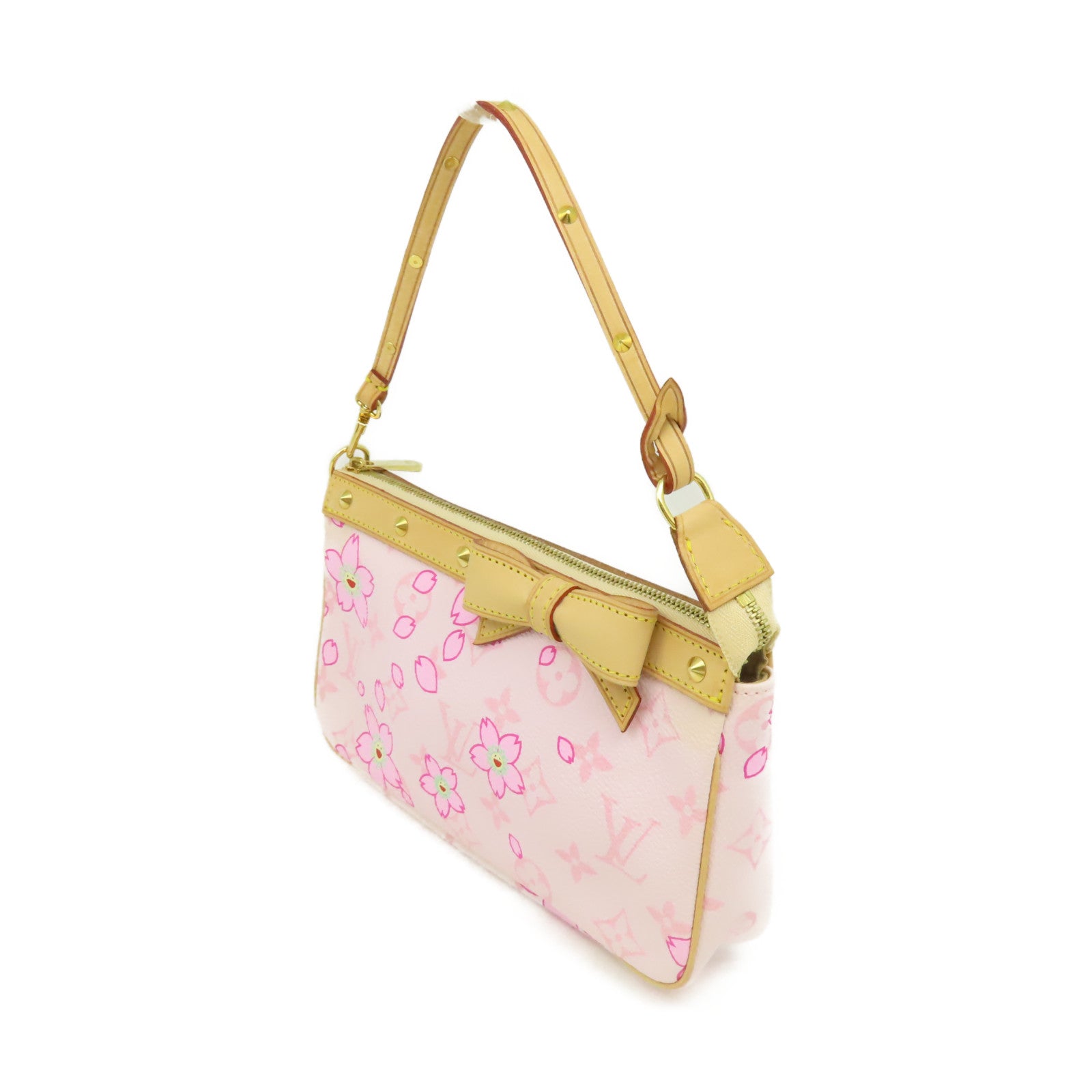 LOUIS VUITTON Monogram Cherry Blossom Pochette手挽袋粉紅色