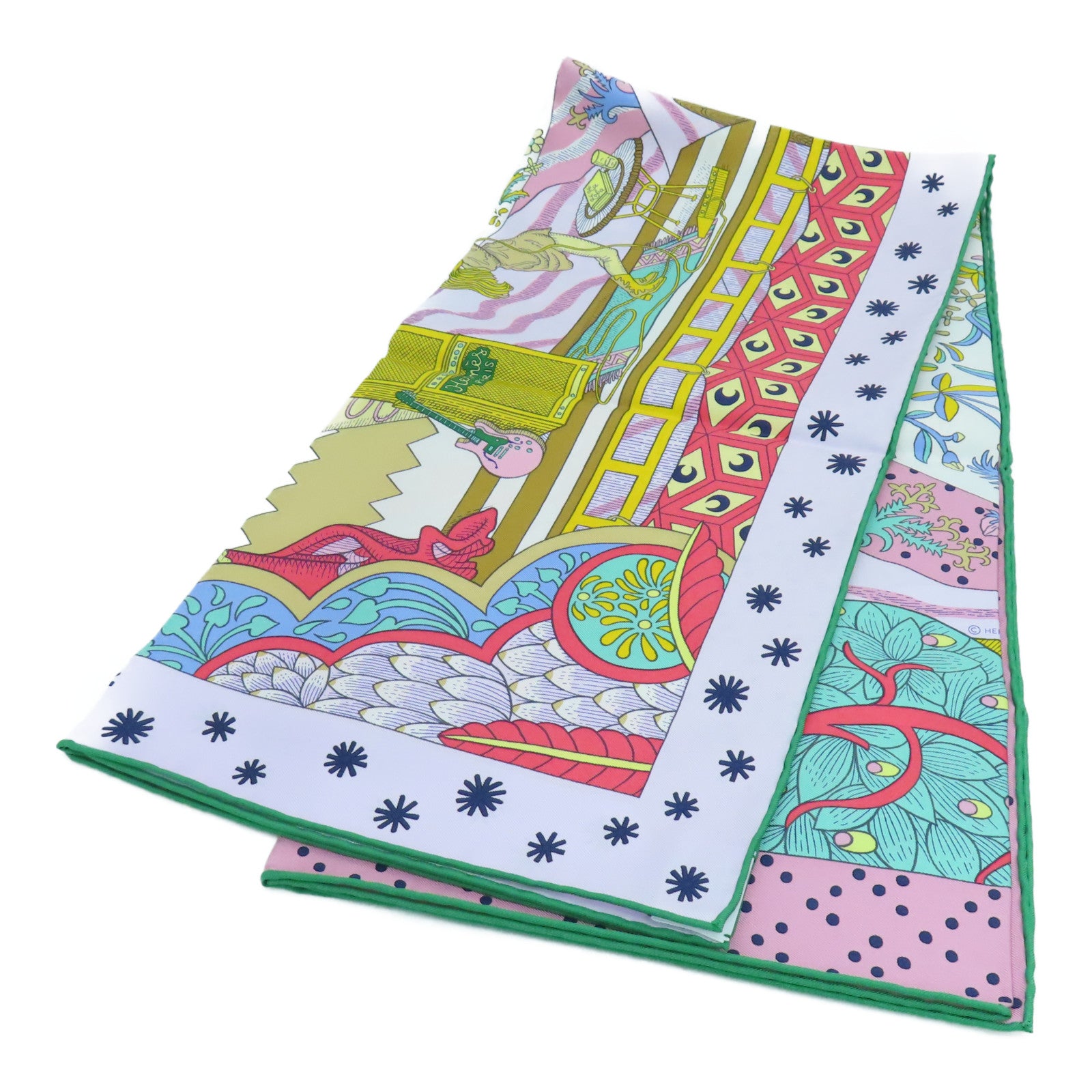HERMES Silk Scarf Green/Color