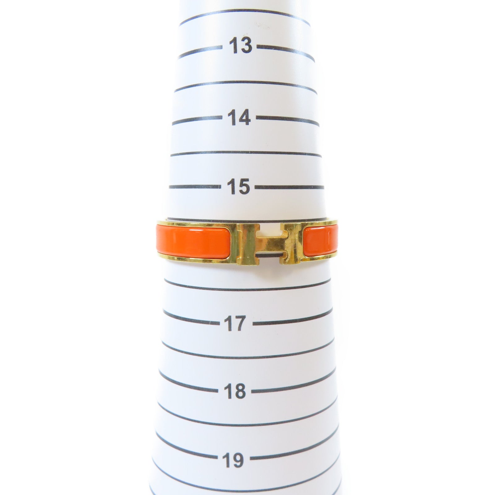 HERMES 金屬Clic H手鐲金色/橙色#15.75cm