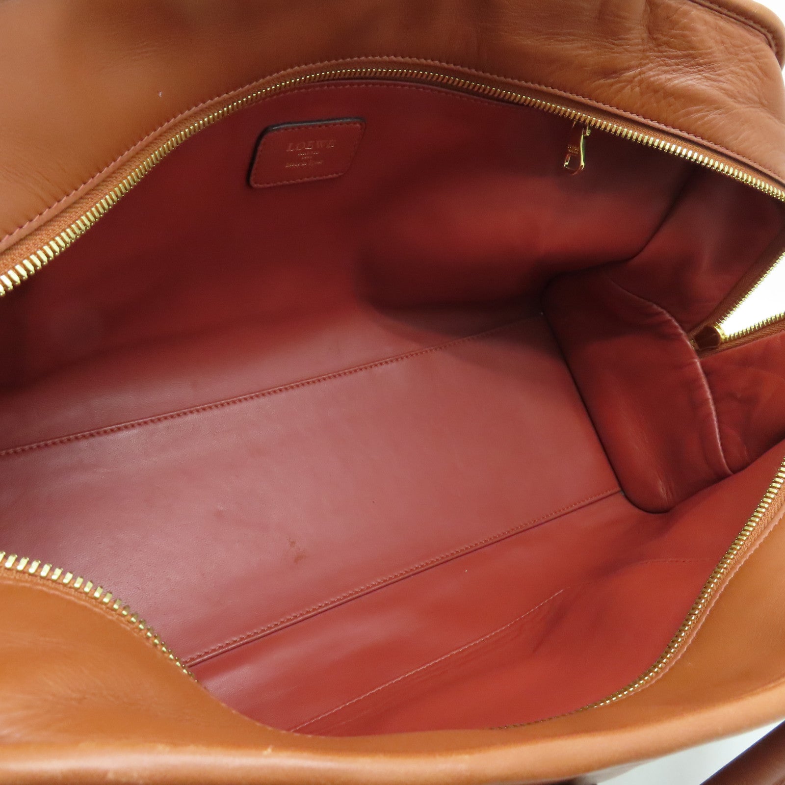 LOEWE cowhide leather Handbag gold buckle handle bag brown