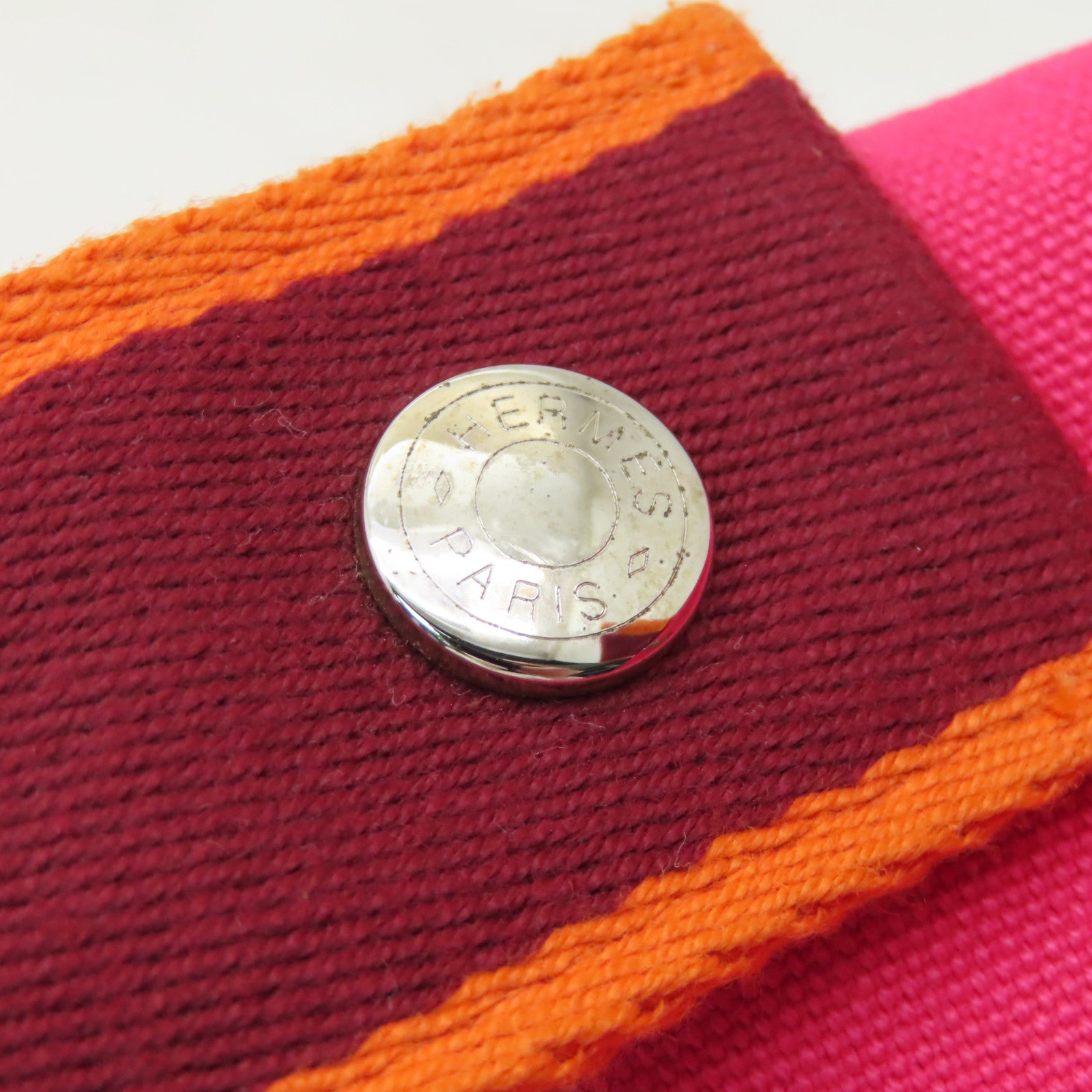 HERMES 帆布Bride a Brac Case銀扣手挽袋粉紅色