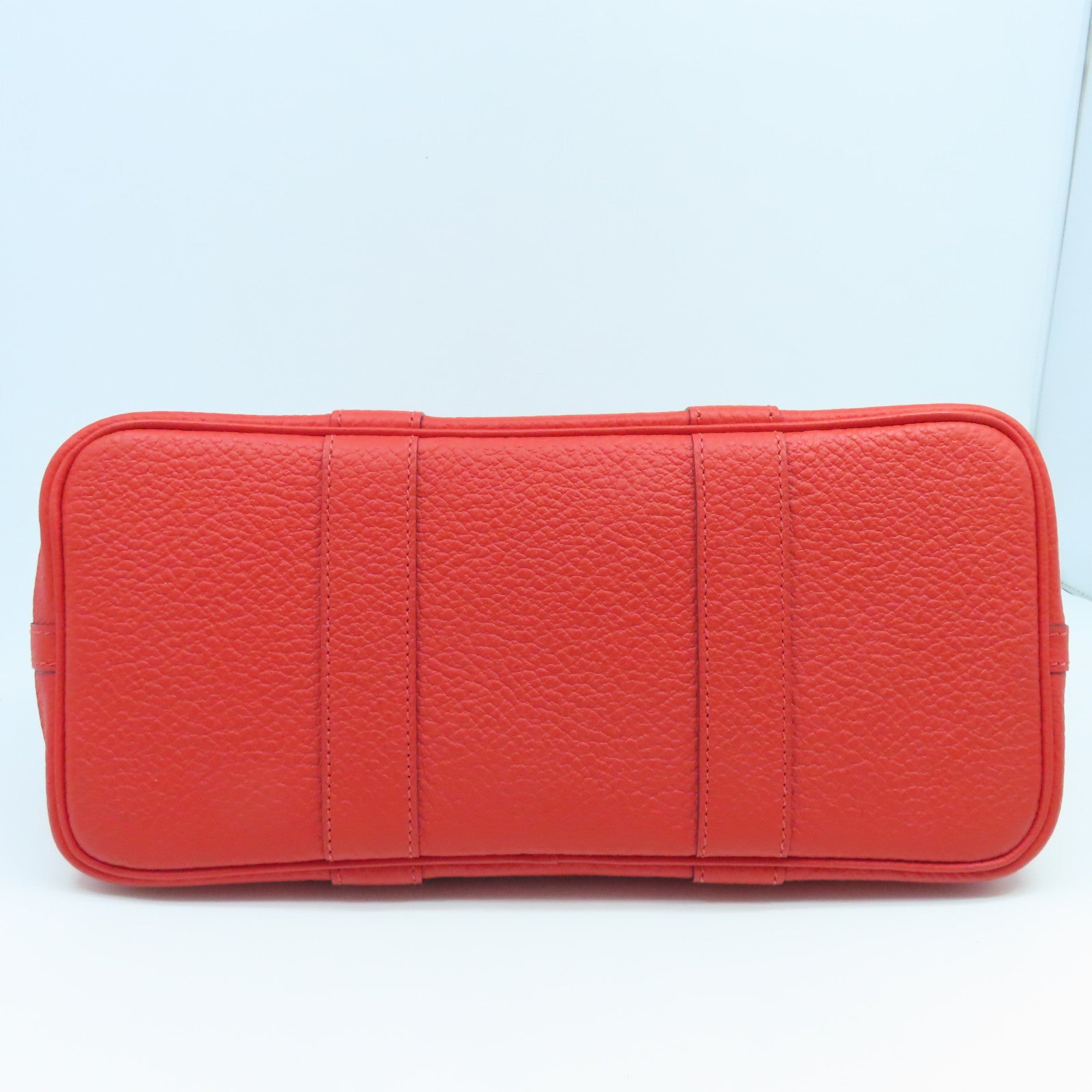 HERMES Country Leather Garden Party TPM Silver Buckle Hand Bag Tomato Red