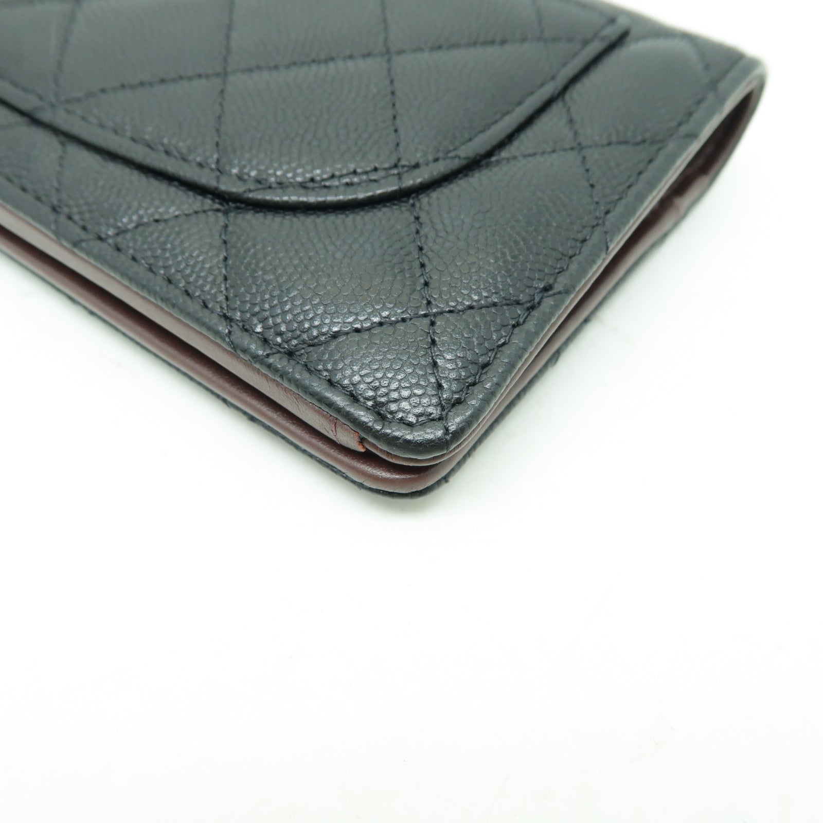 CHANEL 菱格Caviar皮革Long Wallet金扣長錢包黒色