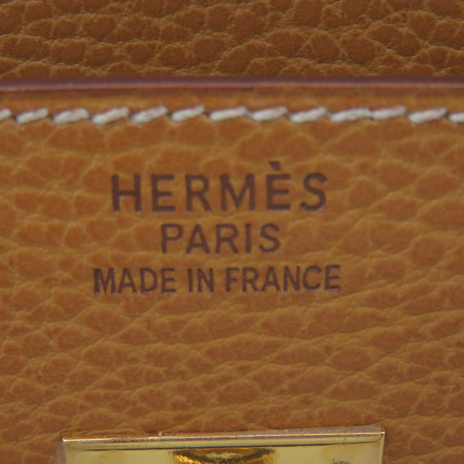 HERMES Ardennes Leather Birkin 40 Hand Bag Gold Buckle Hand Bag Naturel Brown