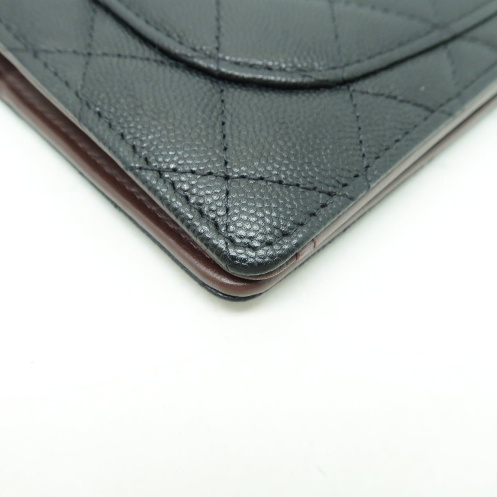 CHANEL 菱格Caviar皮革Long Wallet金扣長錢包黒色