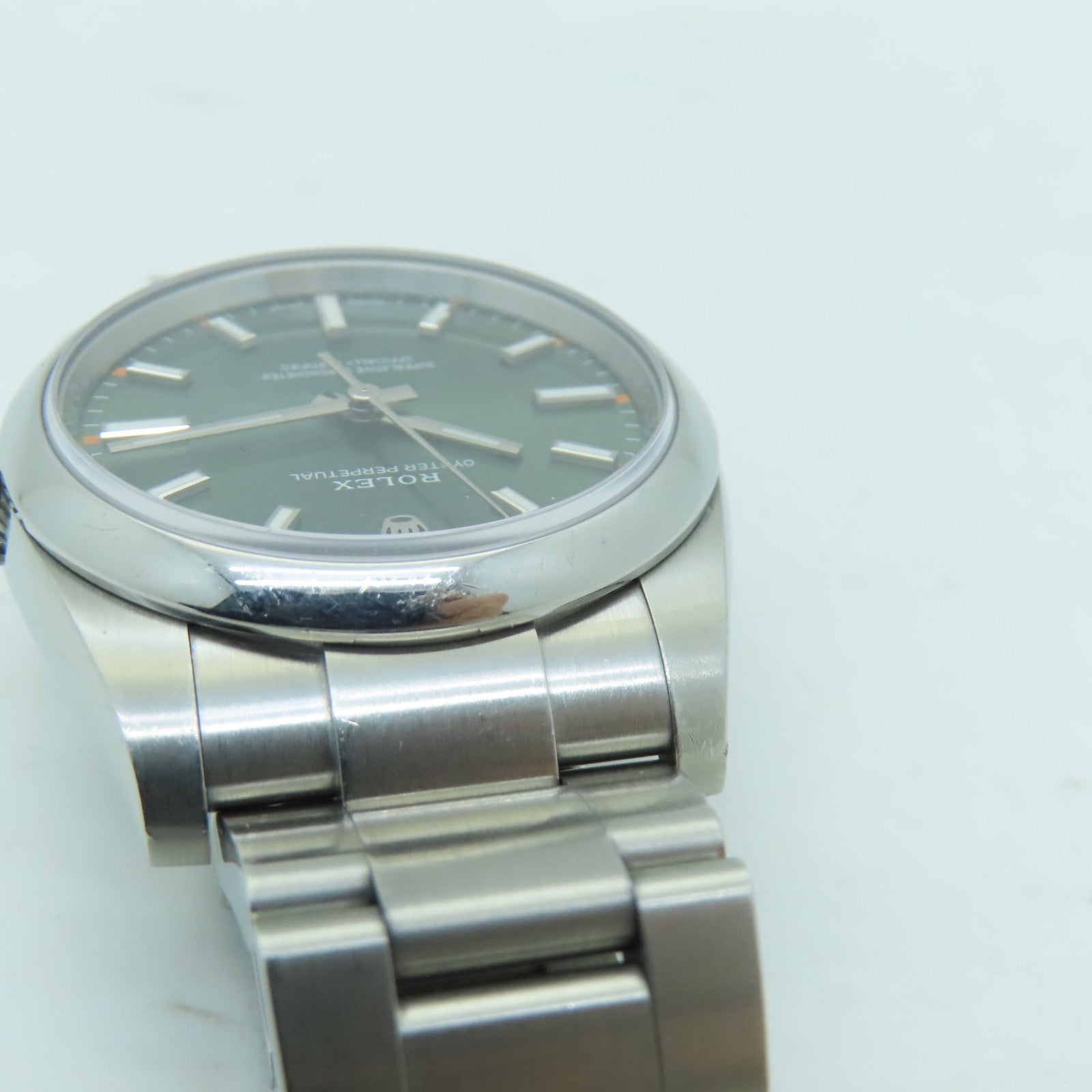 ROLEX Oyster Perpetual Stainless Steel Watch Automatic Movement Green