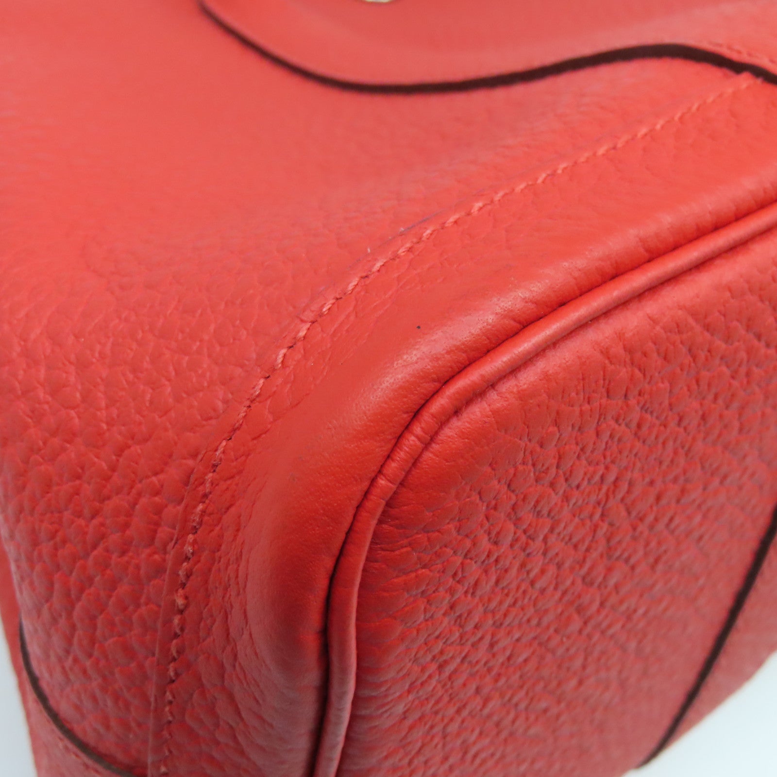 HERMES Country Leather Garden Party TPM Silver Buckle Hand Bag Tomato Red