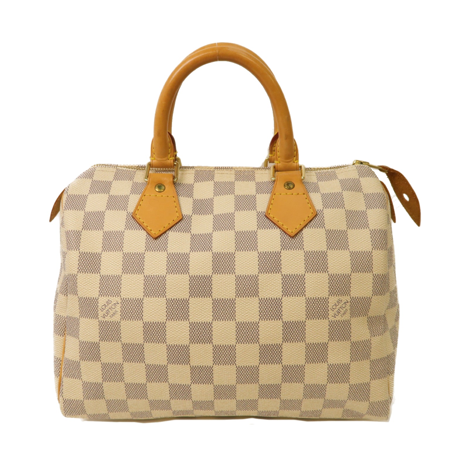 LOUIS VUITTON Damier Azur Speedy 25金扣手挽袋灰色