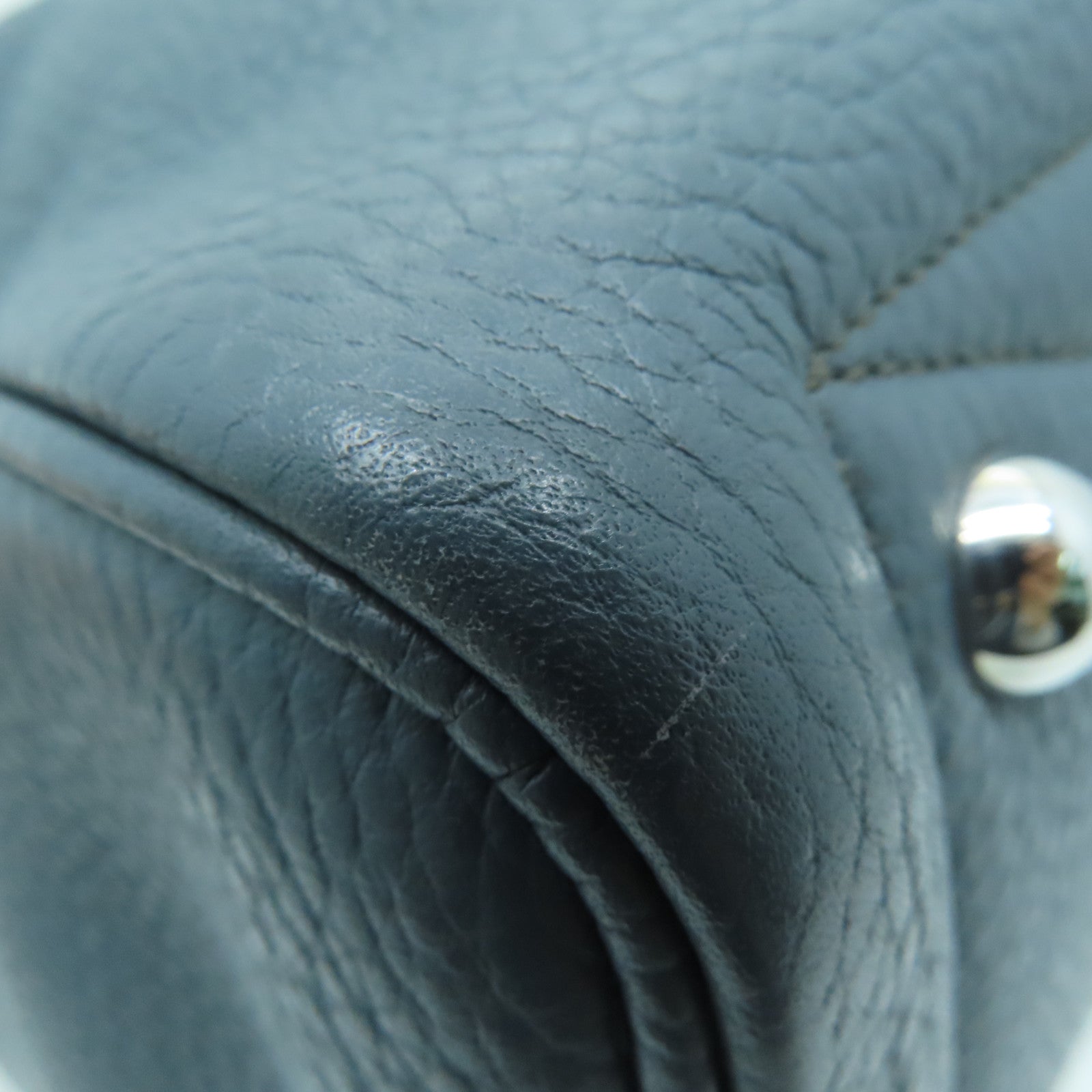 HERMES 【激減優惠】Clemence皮革Victoria銀扣手挽袋灰色