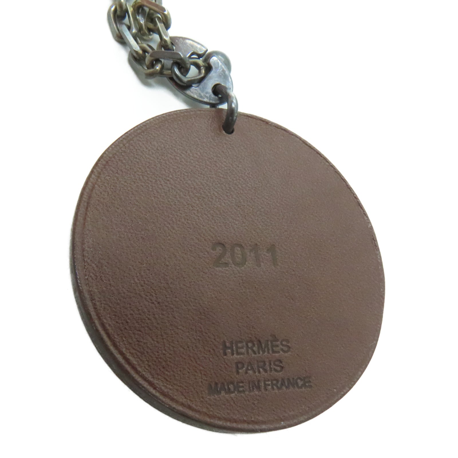 HERMES 皮革Animal Rabbit Charm掛飾啡色/藍色