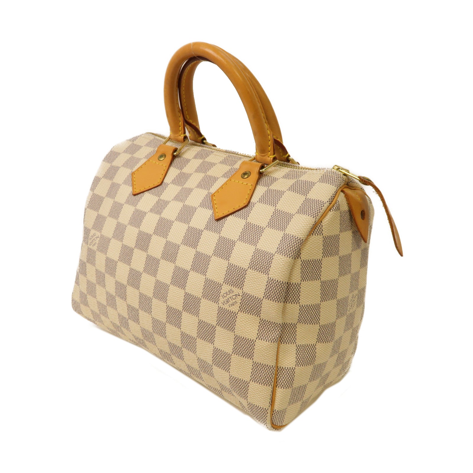 LOUIS VUITTON Damier Azur Speedy 25金扣手挽袋灰色