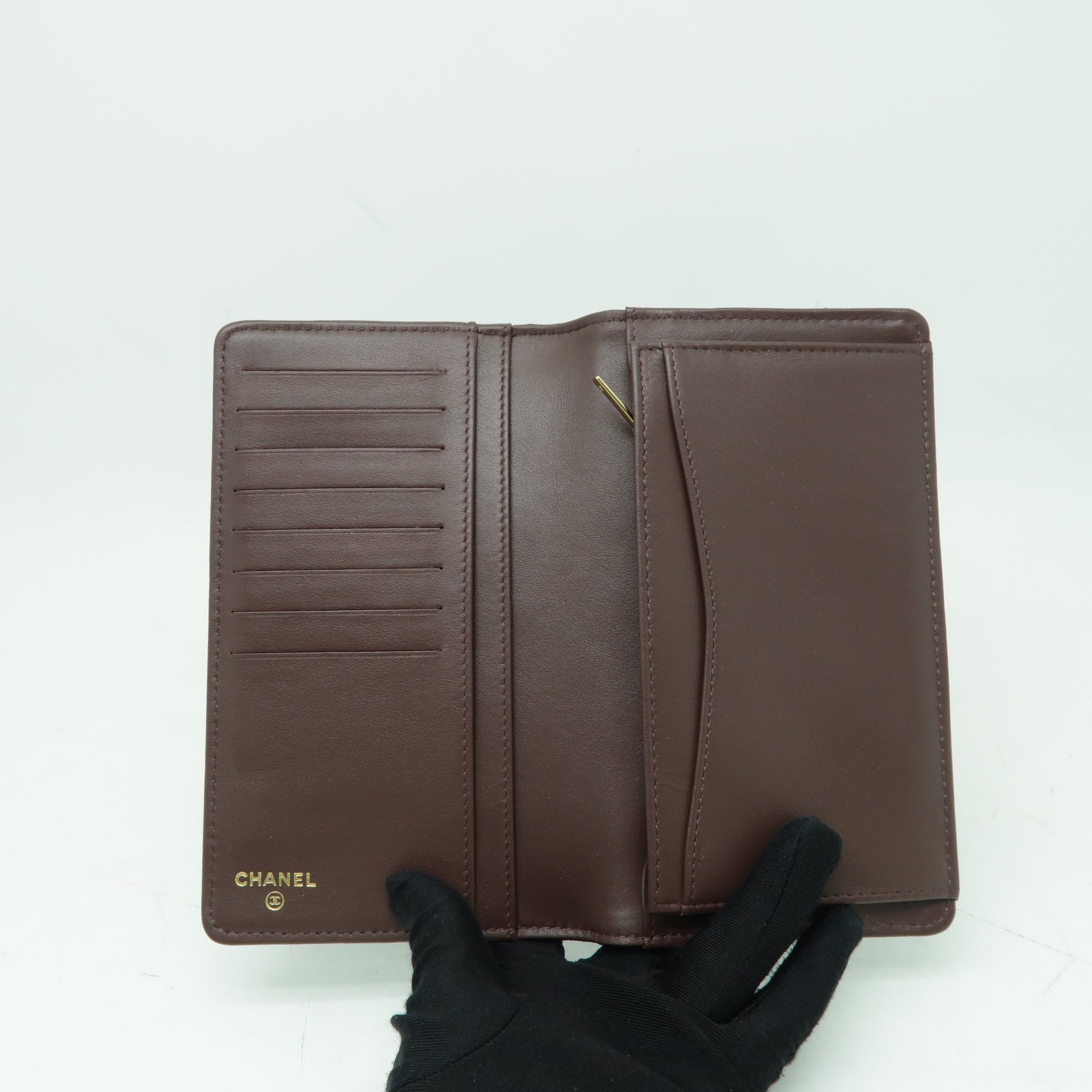 CHANEL 菱格Caviar皮革Long Wallet金扣長錢包黒色