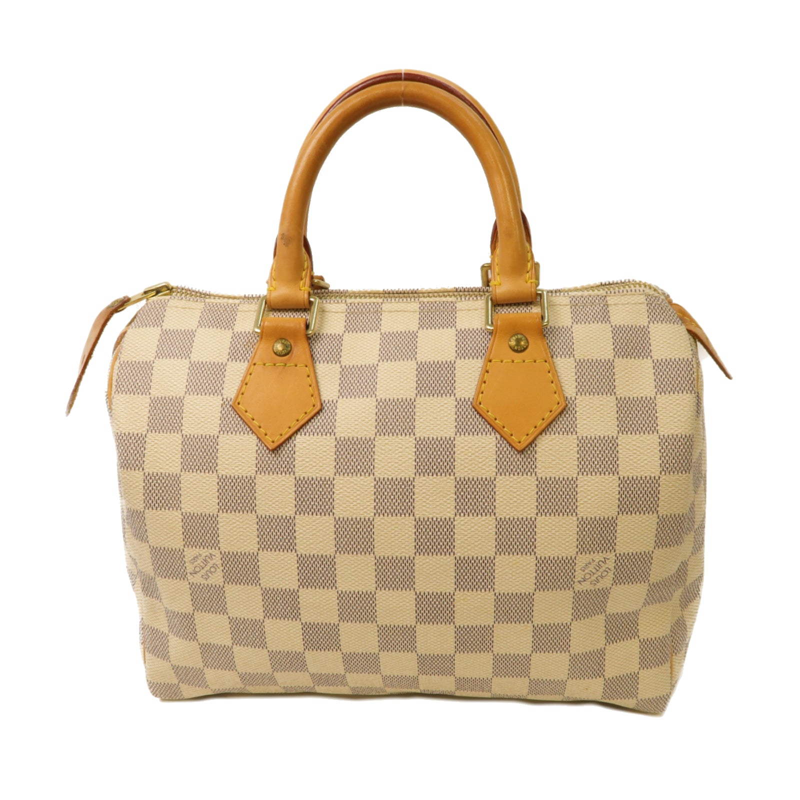 LOUIS VUITTON Damier Azur Speedy 25金扣手挽袋灰色