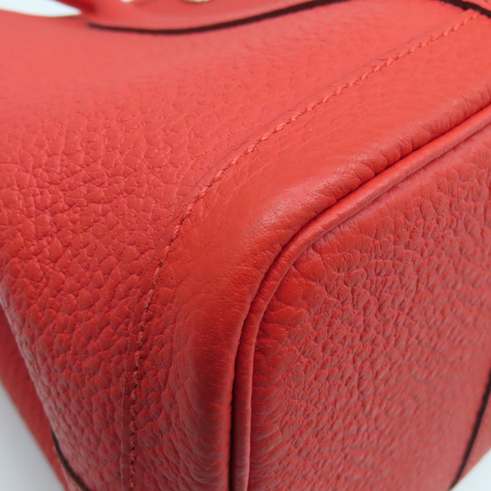 HERMES Country Leather Garden Party TPM Silver Buckle Hand Bag Tomato Red