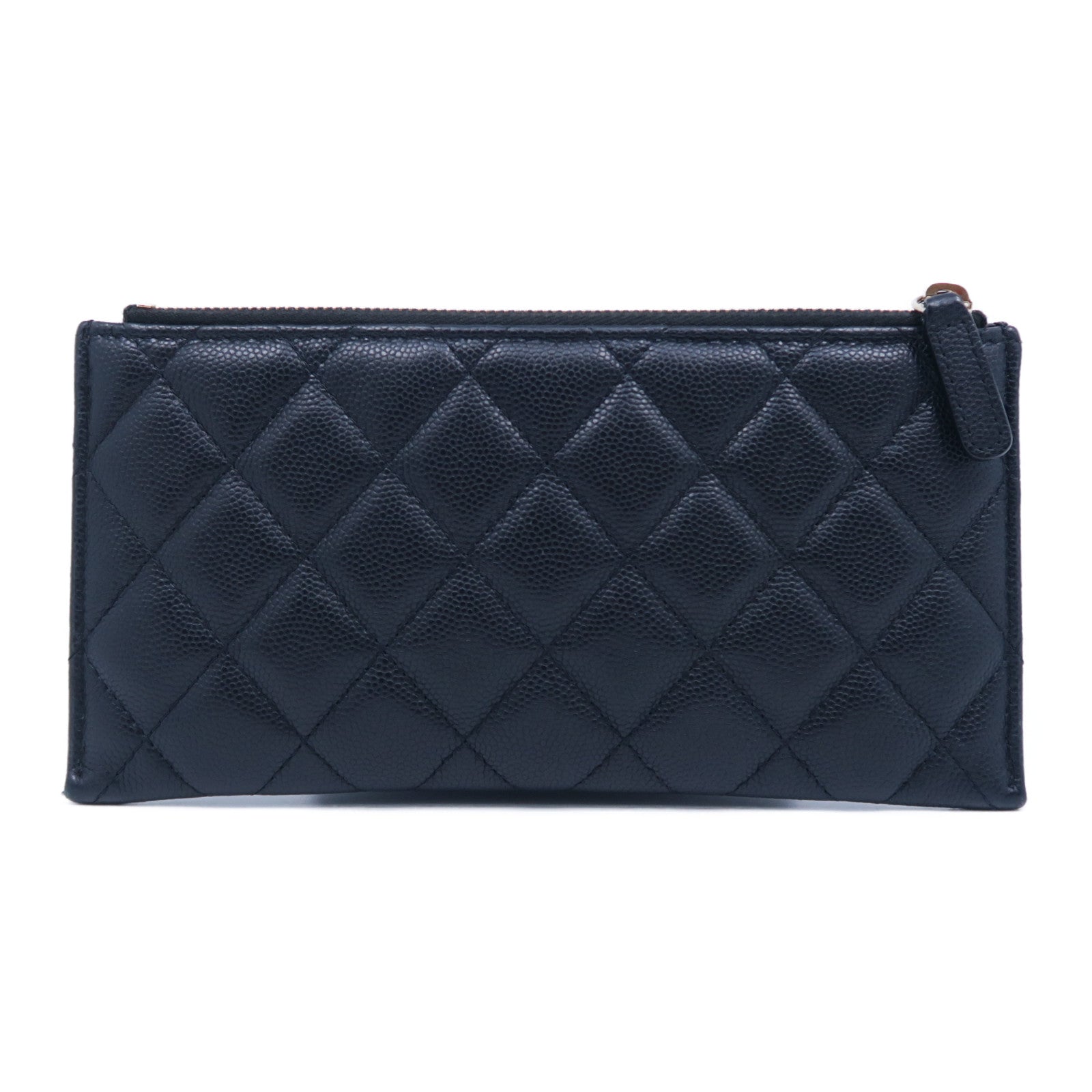 CHANEL 菱格Caviar皮革Wallet金扣長錢包黑色
