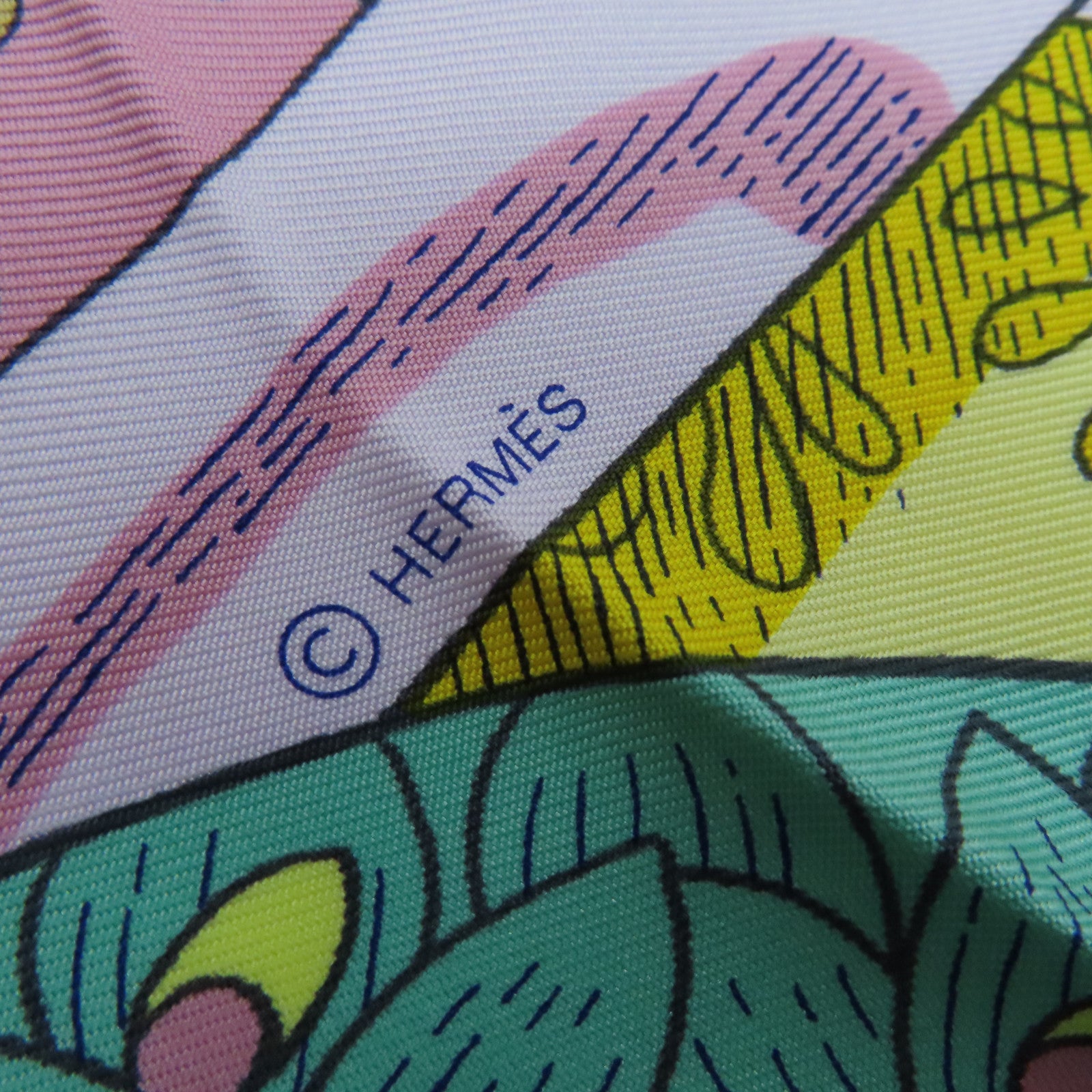 HERMES Silk Scarf Green/Color