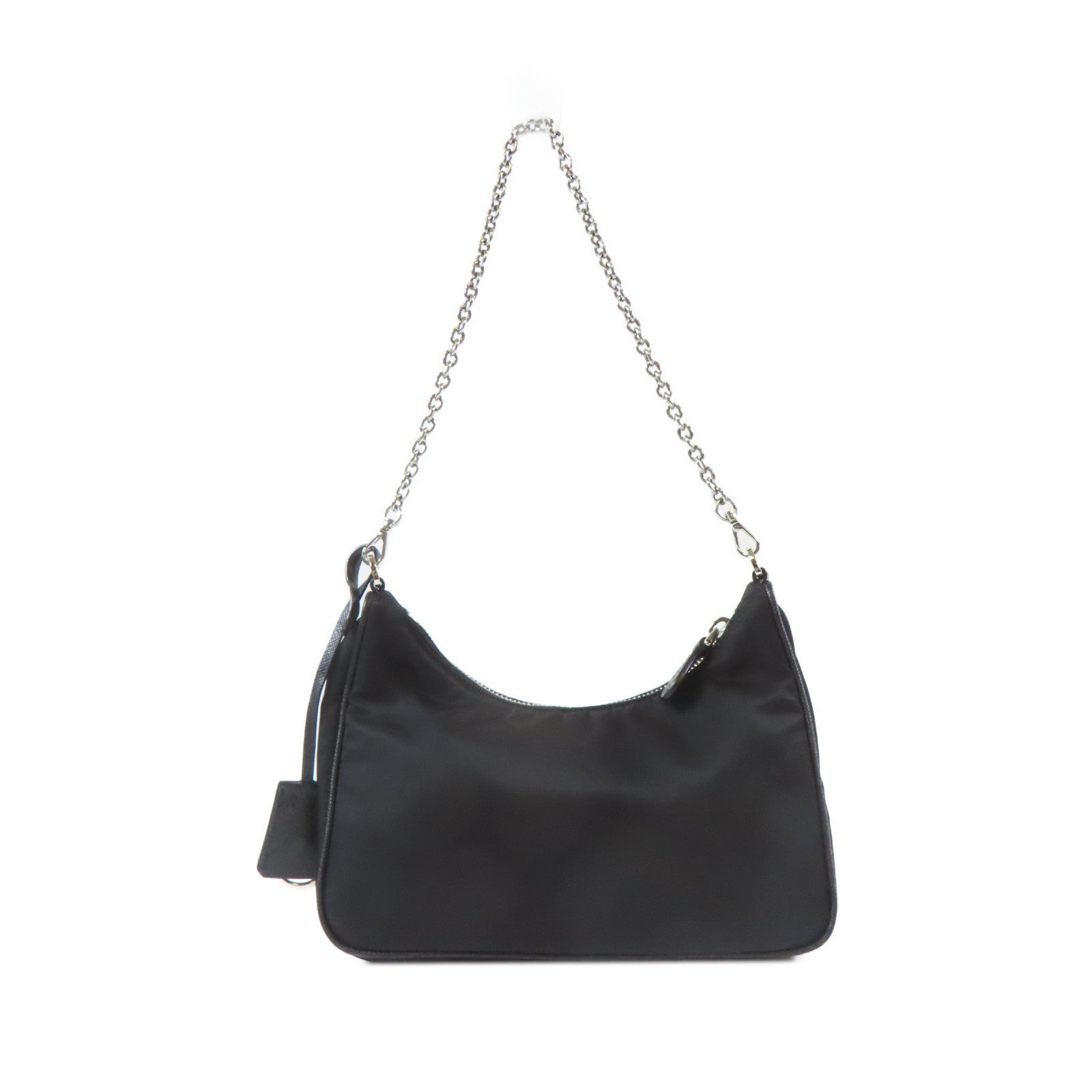 PRADA 尼龍Re-Edition2005銀扣手挽肩背兩用袋黑色