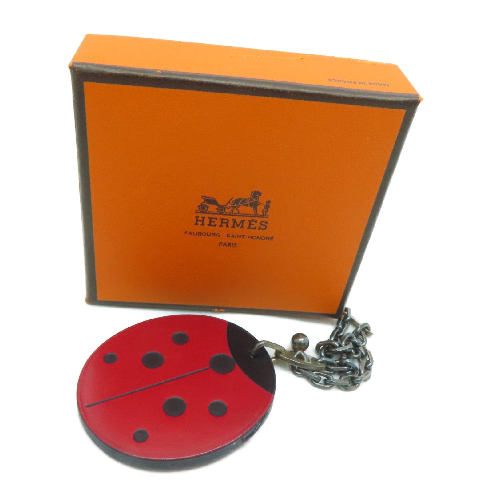 HERMES Leather Ladybug Charm Red/Black