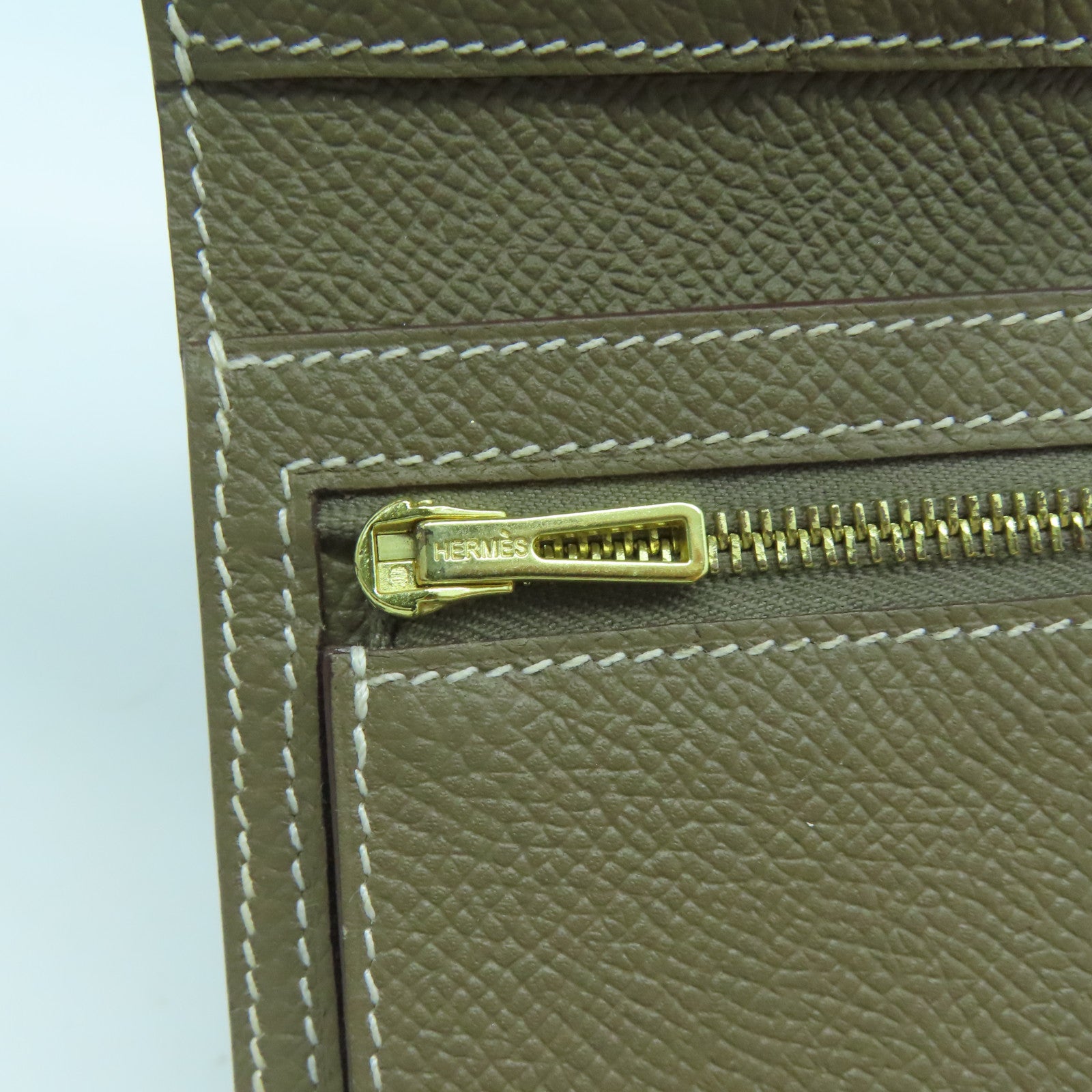 HERMES Epsom皮革Clic金扣錢包啡色