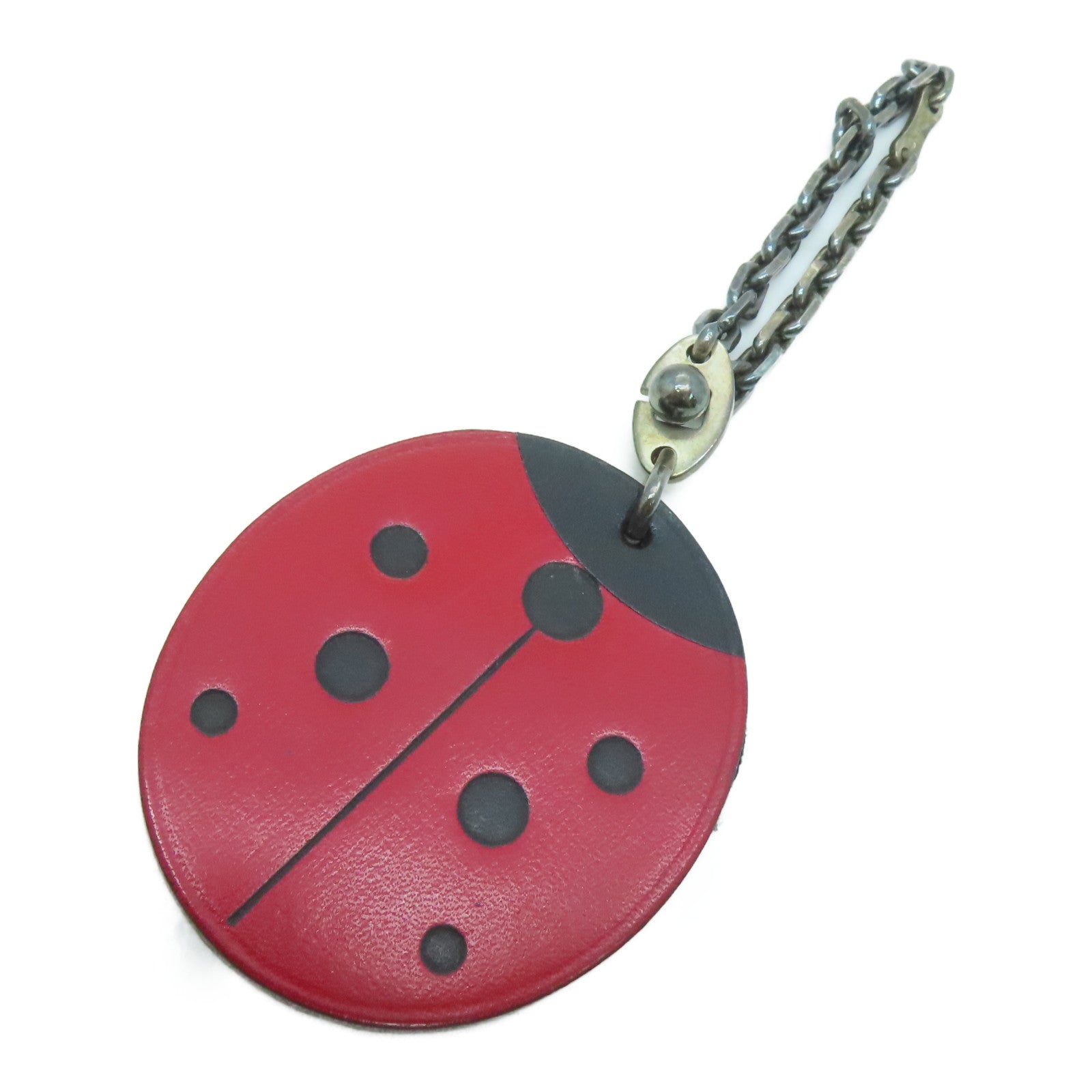 HERMES Leather Ladybug Charm Red/Black