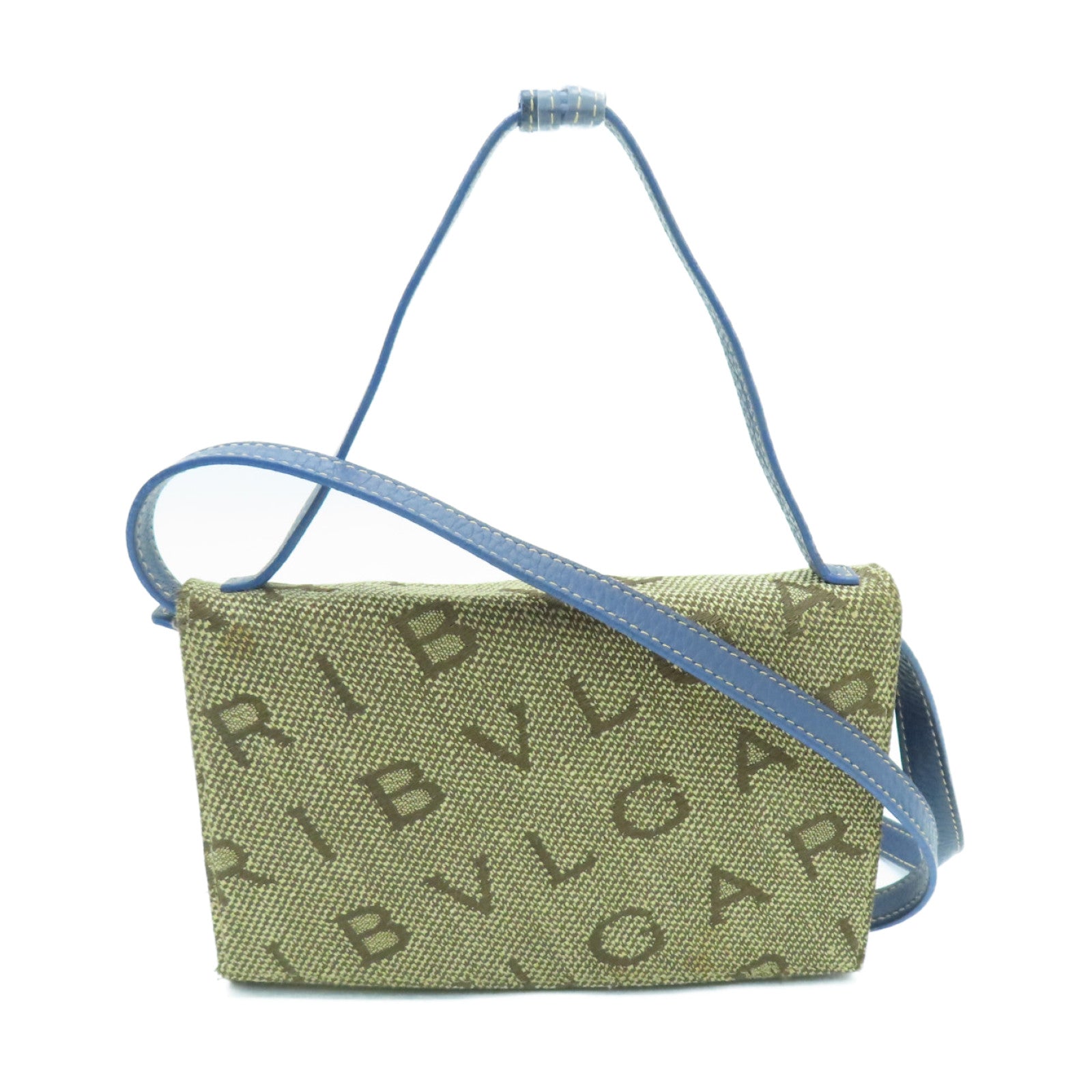 BVLGARI 帆布Shoulder Bag金扣肩背袋啡色/蓝色