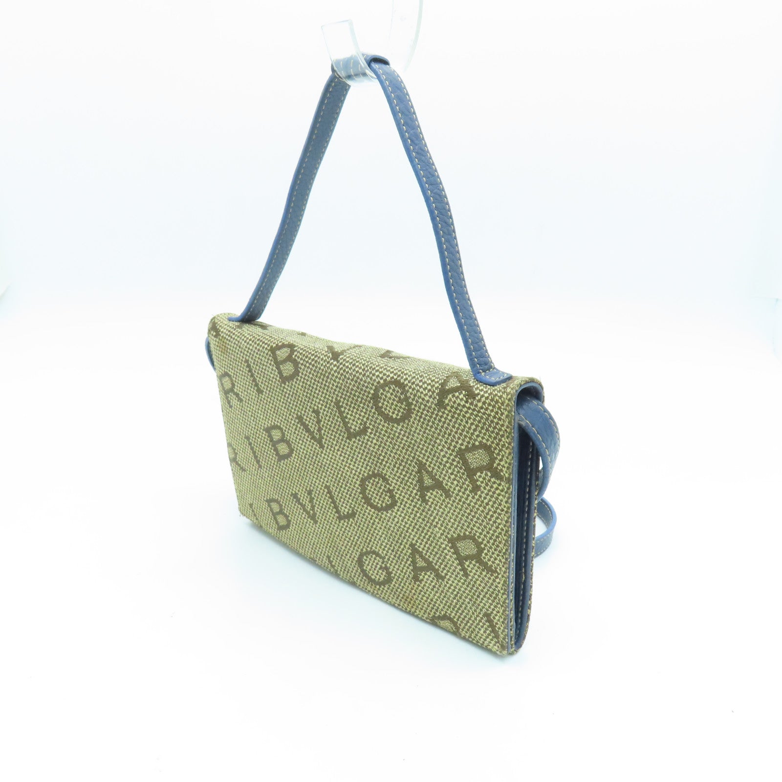 BVLGARI 帆布Shoulder Bag金扣肩背袋啡色/蓝色
