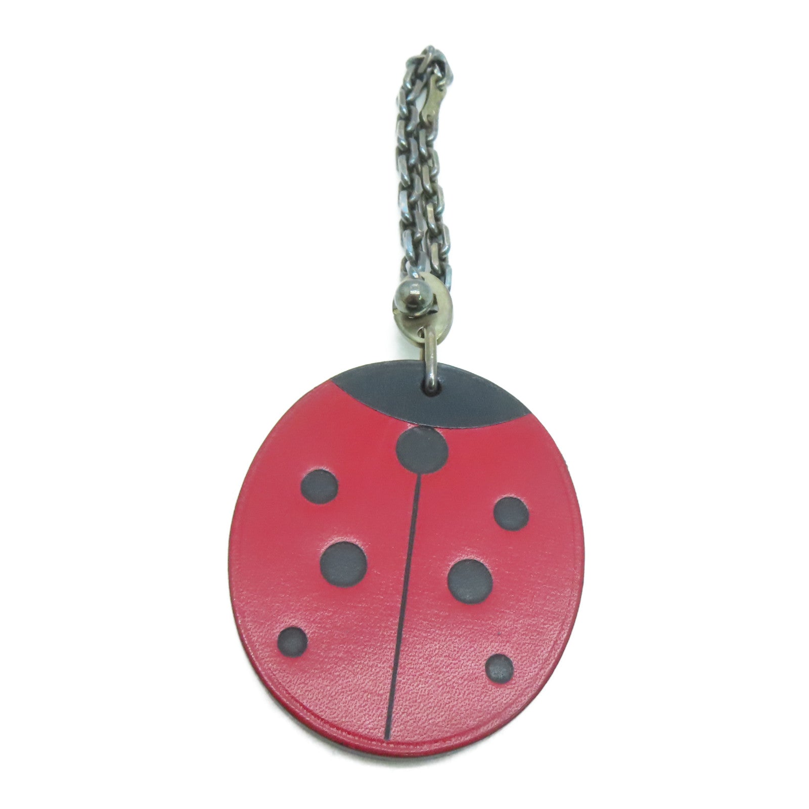HERMES Leather Ladybug Charm Red/Black