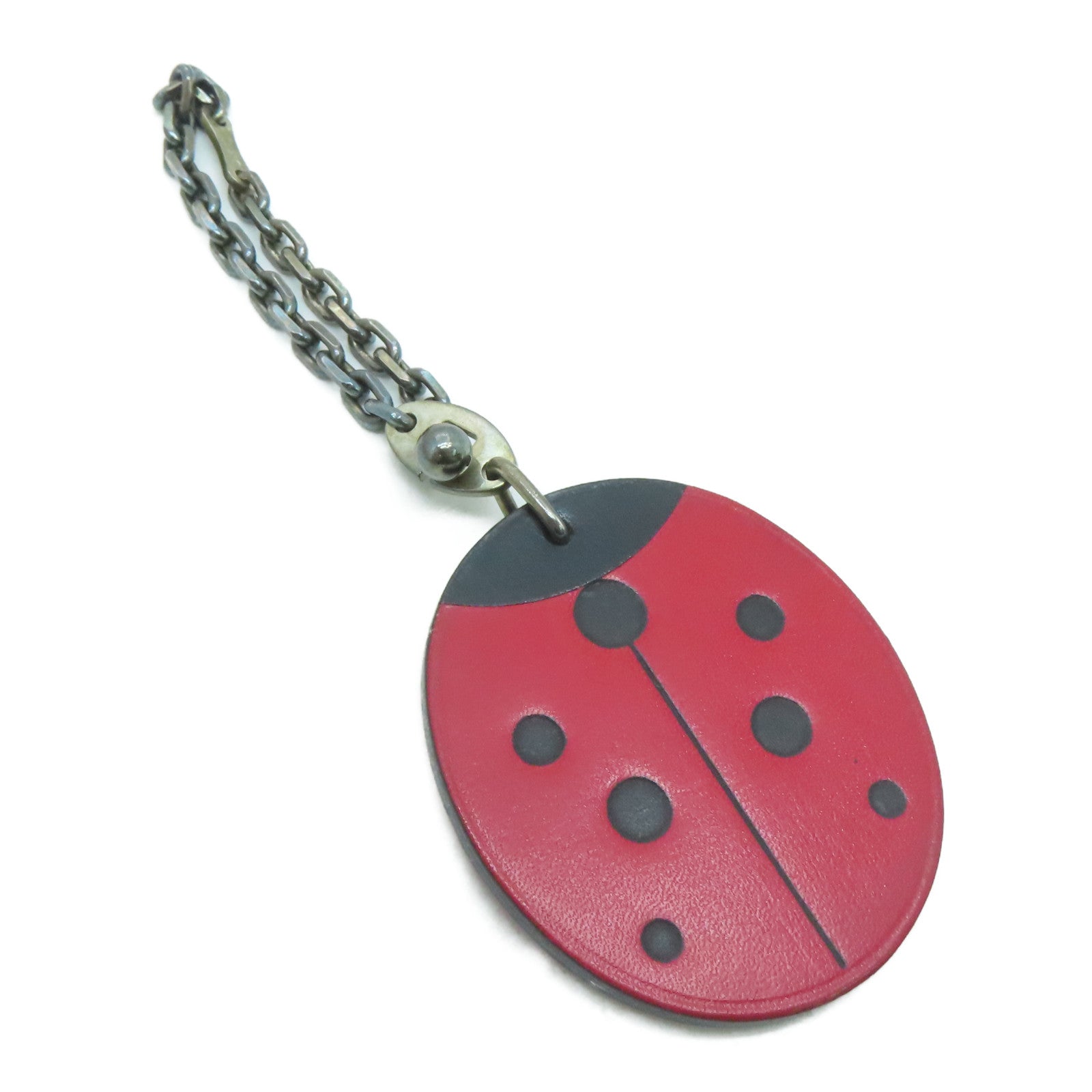 HERMES Leather Ladybug Charm Red/Black