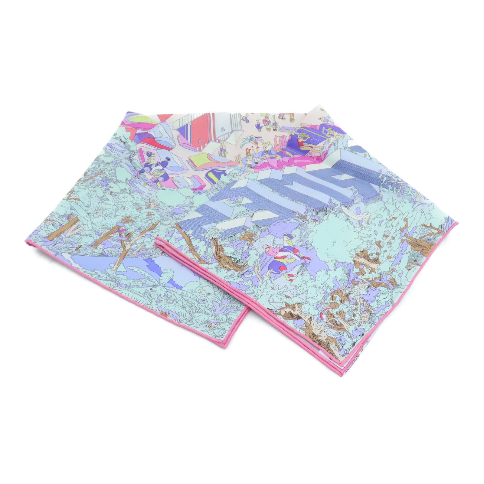 HERMES 絲質Scarf絲巾粉紅色/彩色