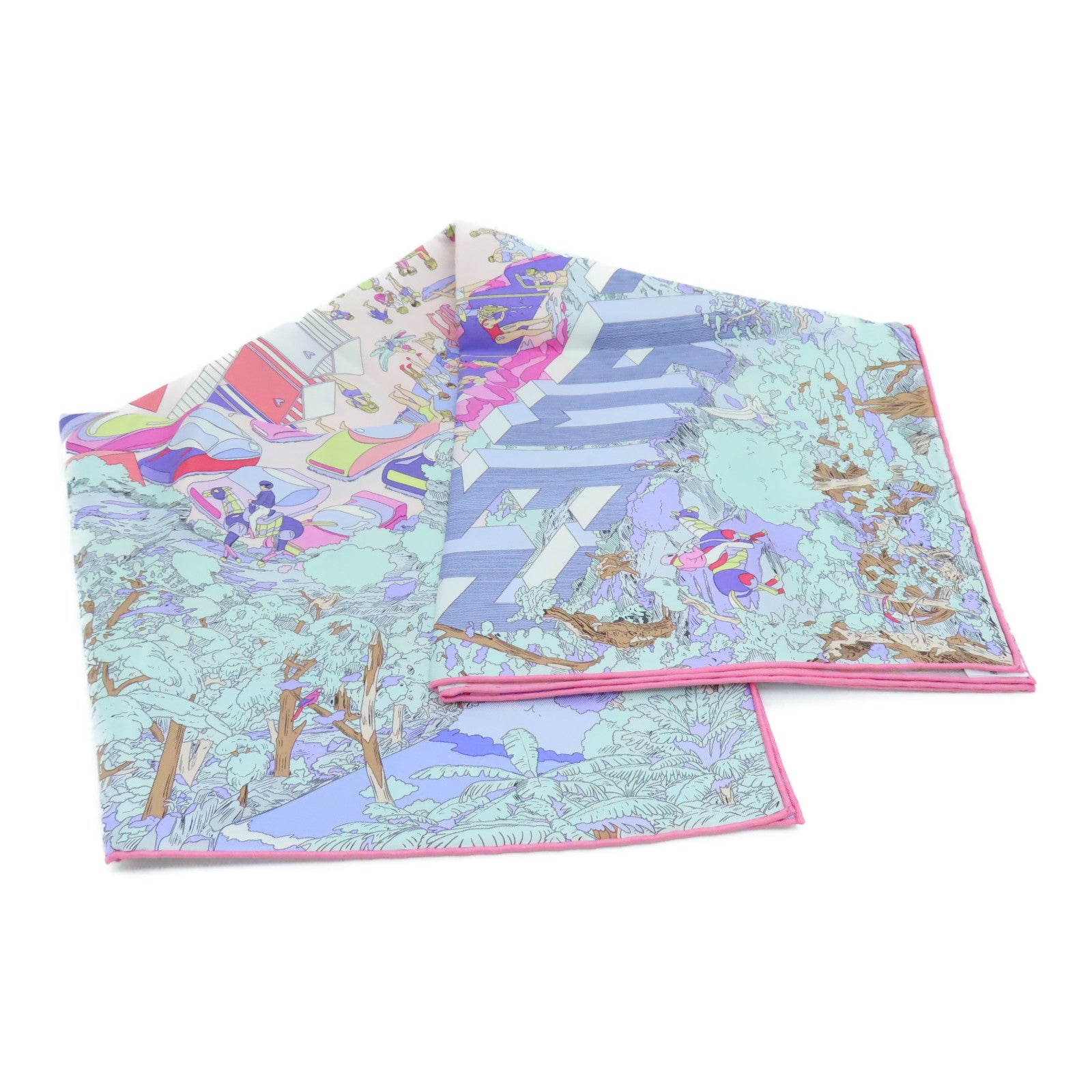 HERMES 絲質Scarf絲巾粉紅色/彩色