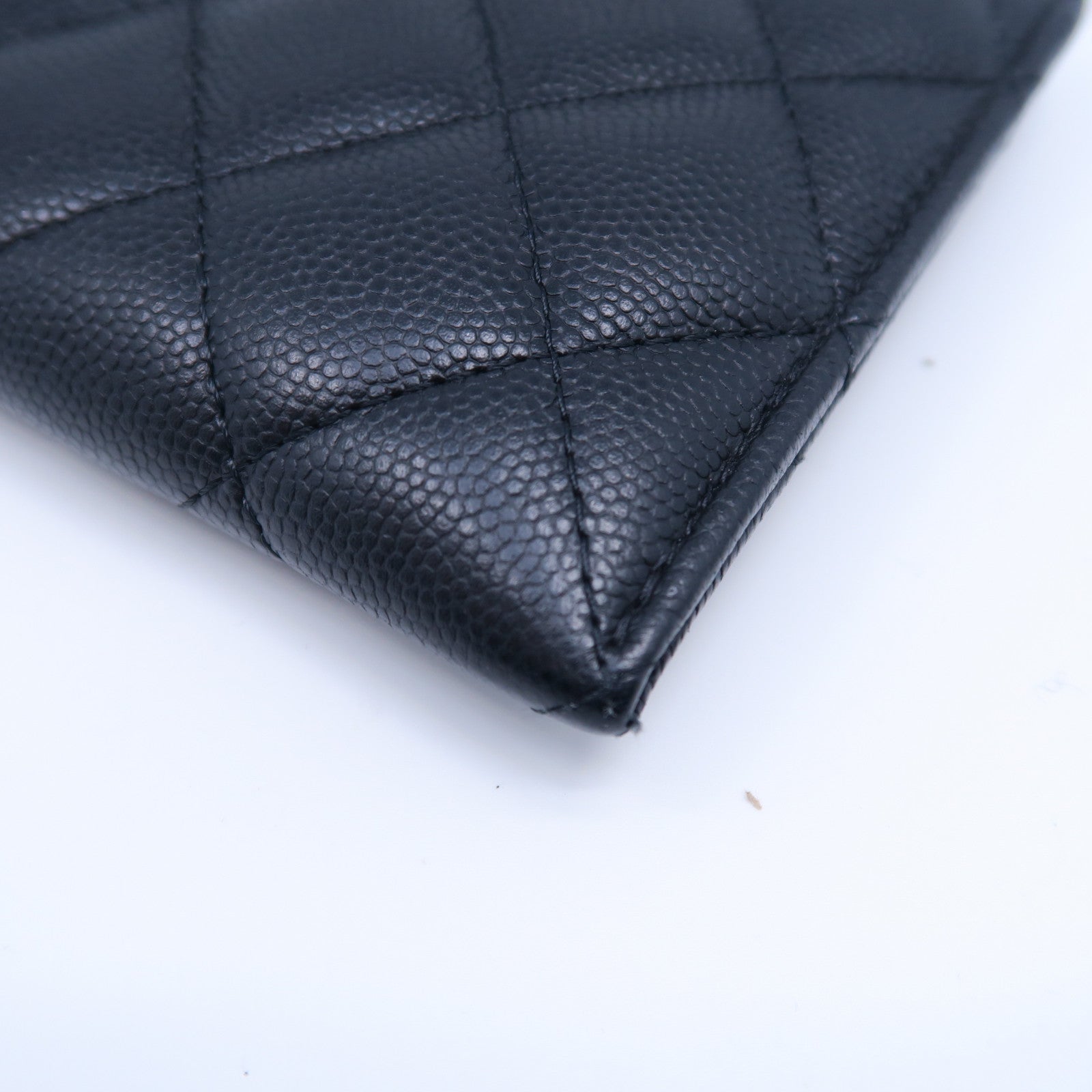 CHANEL 菱格Caviar皮革Wallet金扣長錢包黑色