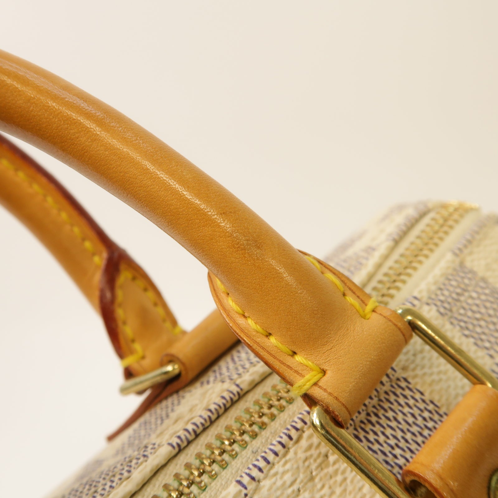 LOUIS VUITTON Damier Azur Speedy 25金扣手挽袋灰色