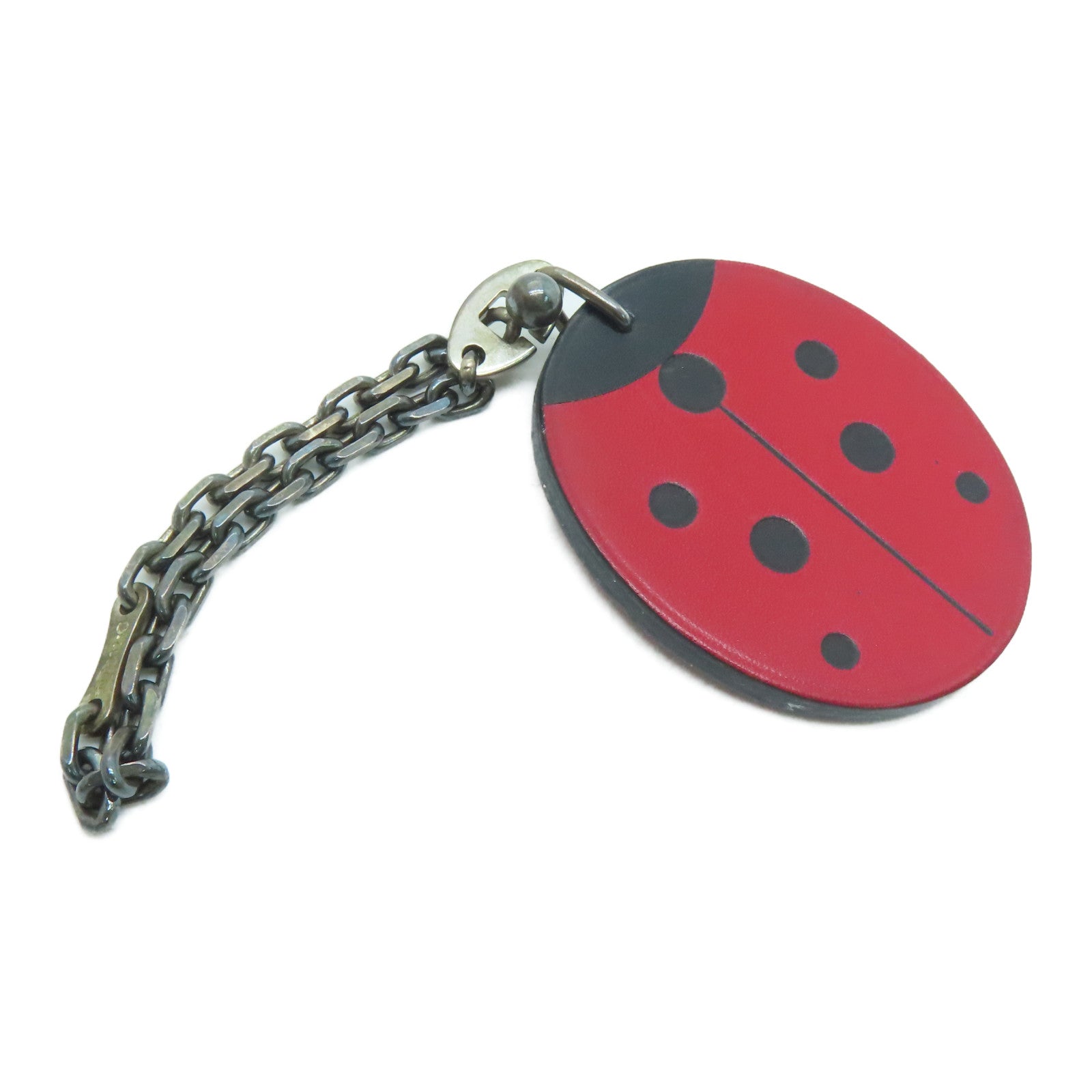 HERMES Leather Ladybug Charm Red/Black