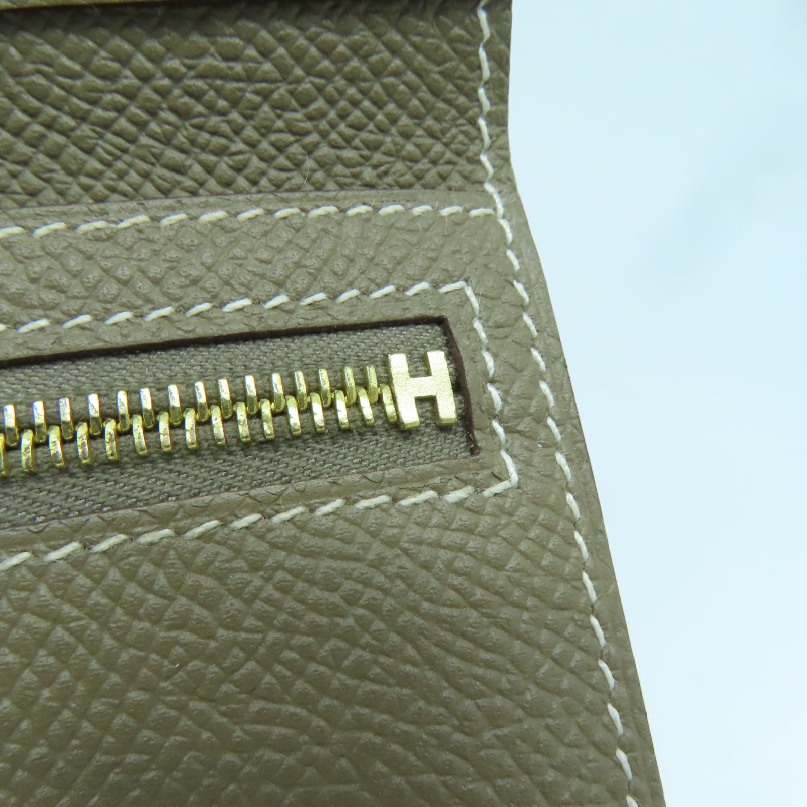 HERMES Epsom皮革Clic金扣錢包啡色