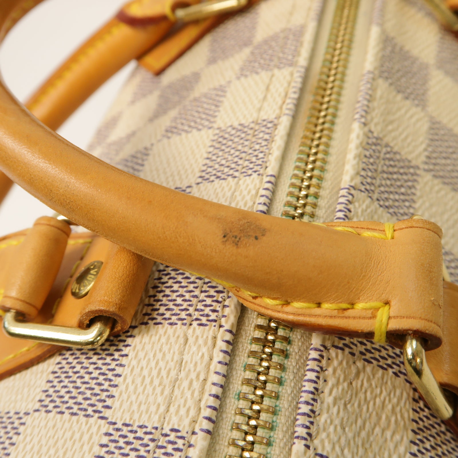 LOUIS VUITTON Damier Azur Speedy 25金扣手挽袋灰色