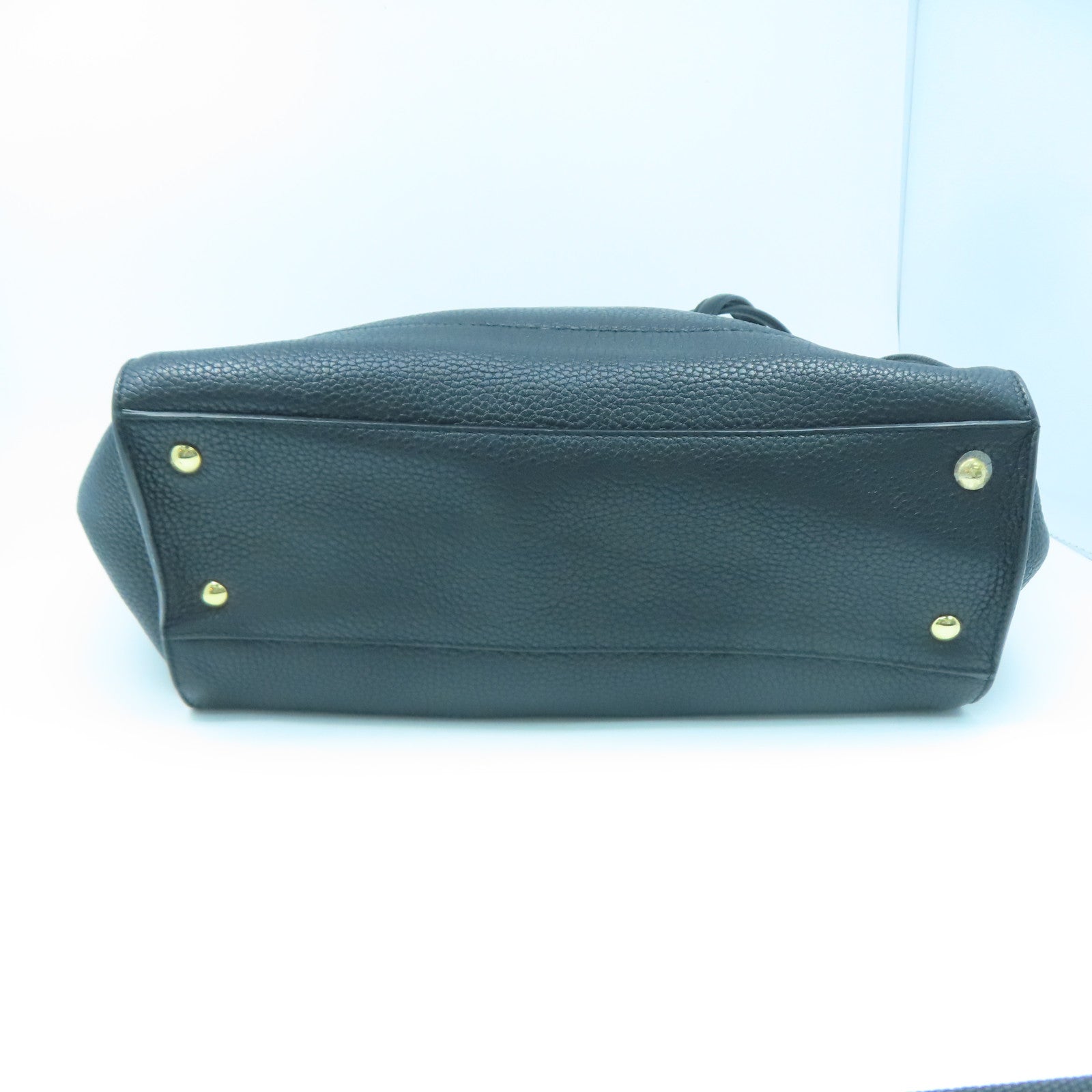 Salvatore Ferragamo cowhide leather Tote Bag gold buckle handle bag black