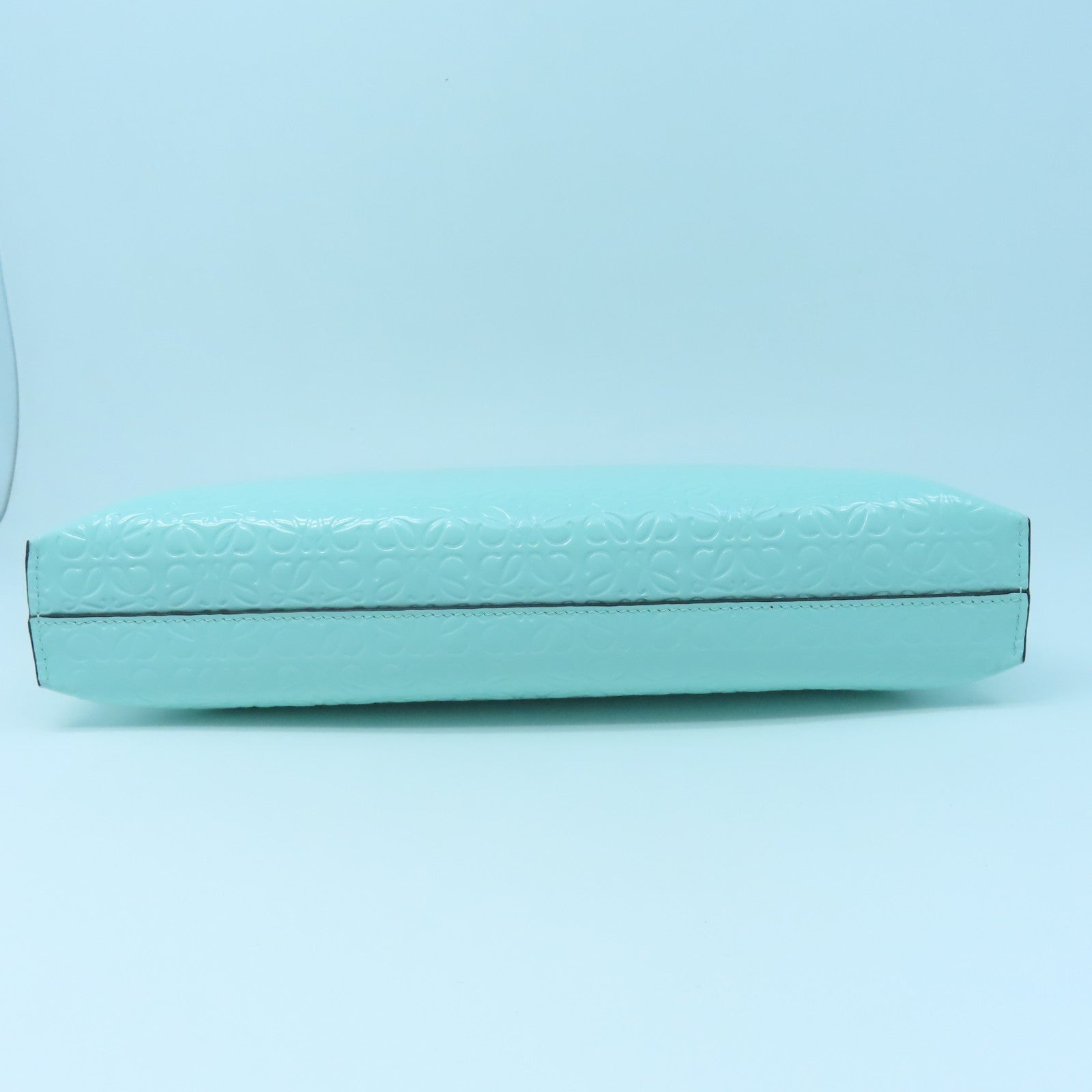 LOEWE Patent Leather Pouch Silver Buckle Clutch Green