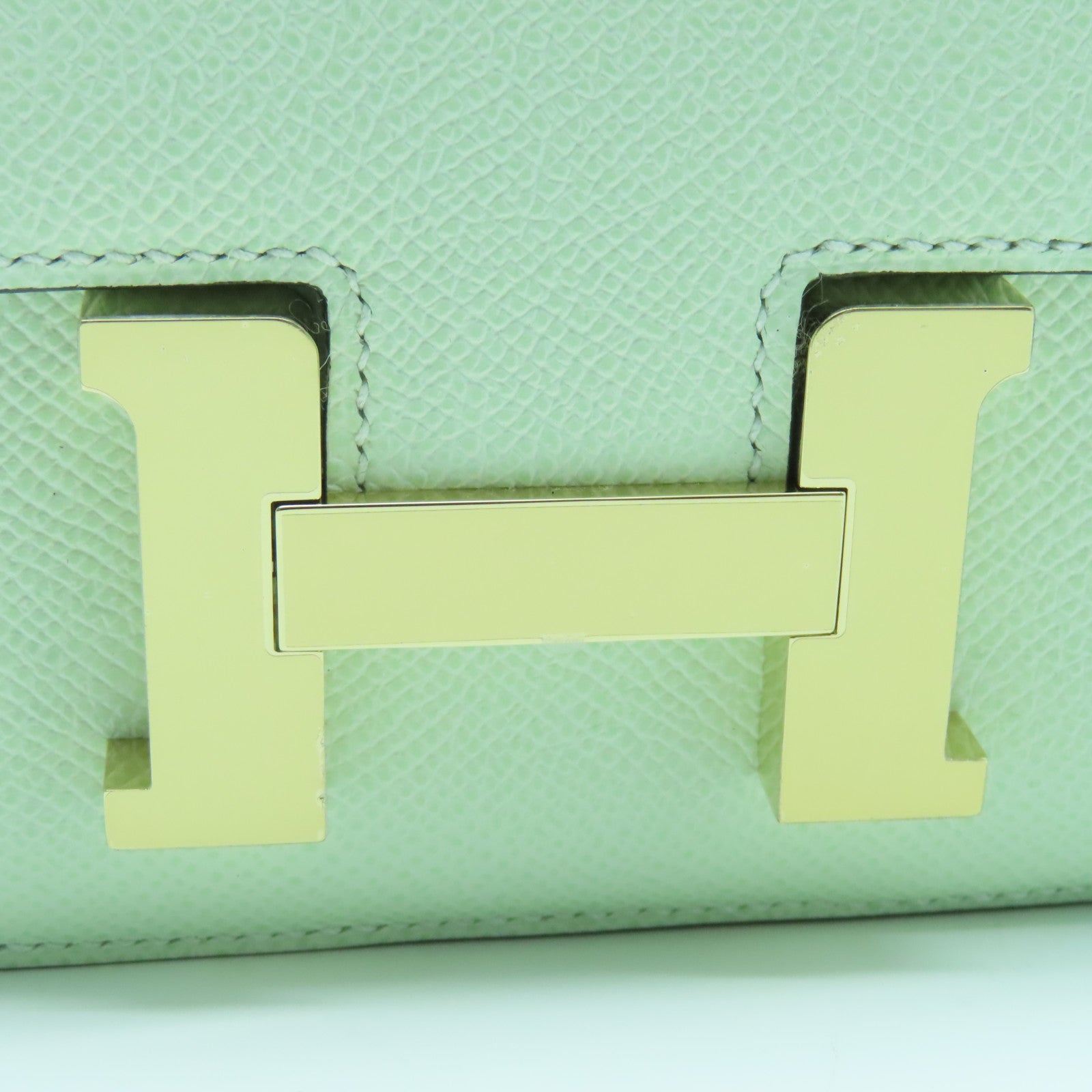 HERMES Veau Epsom皮革Constance Mini金扣肩背袋氣泡綠