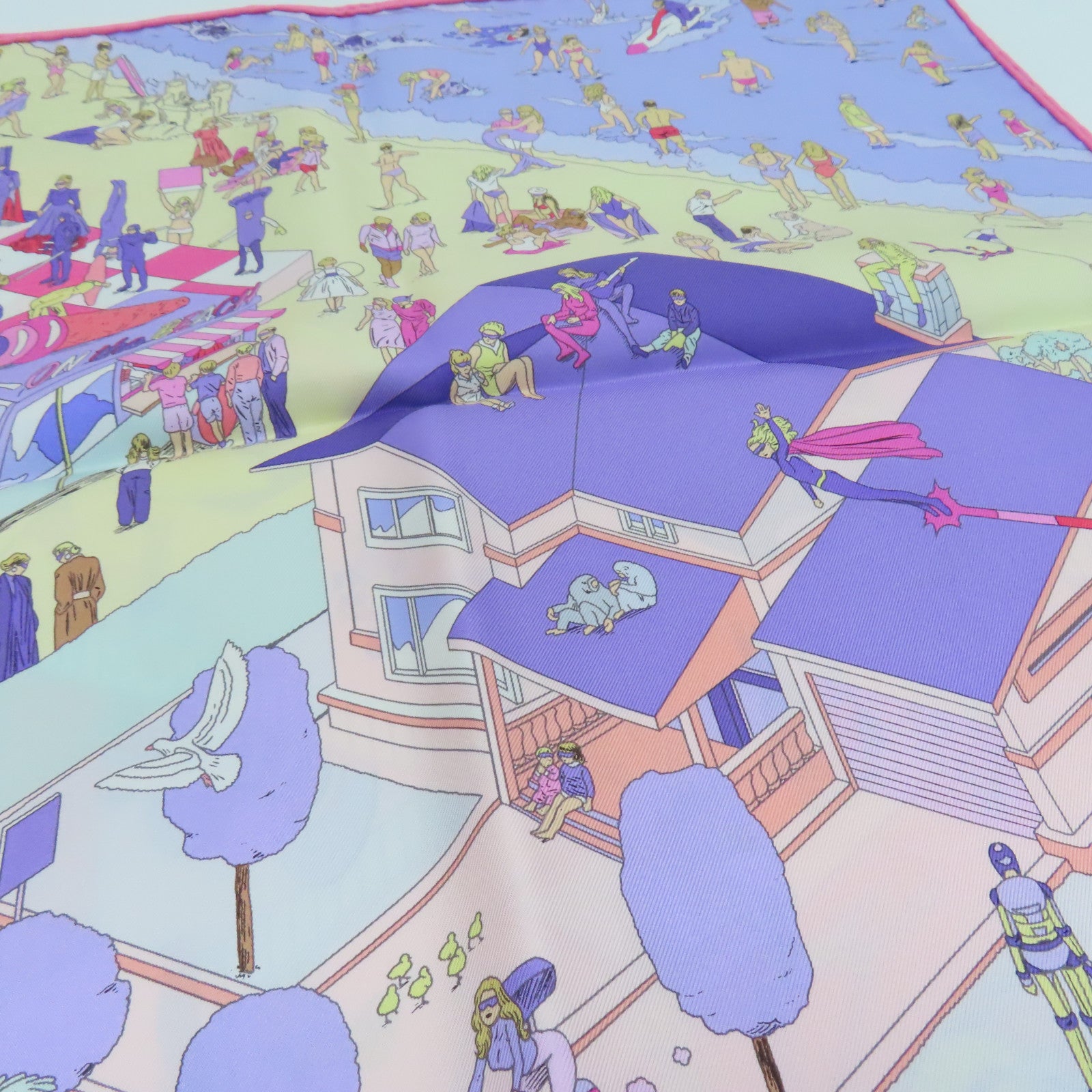 HERMES 絲質Scarf絲巾粉紅色/彩色