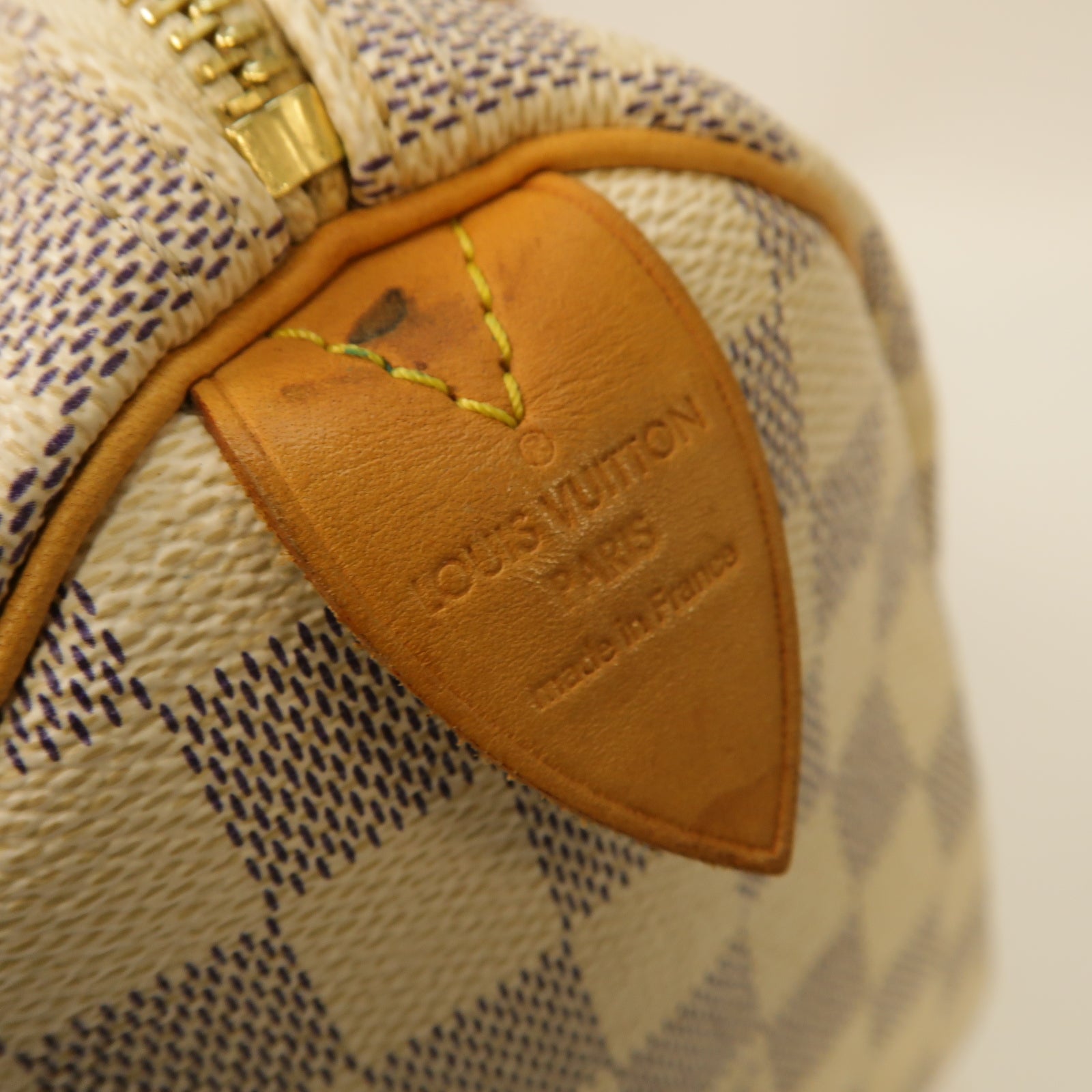 LOUIS VUITTON Damier Azur Speedy 25金扣手挽袋灰色