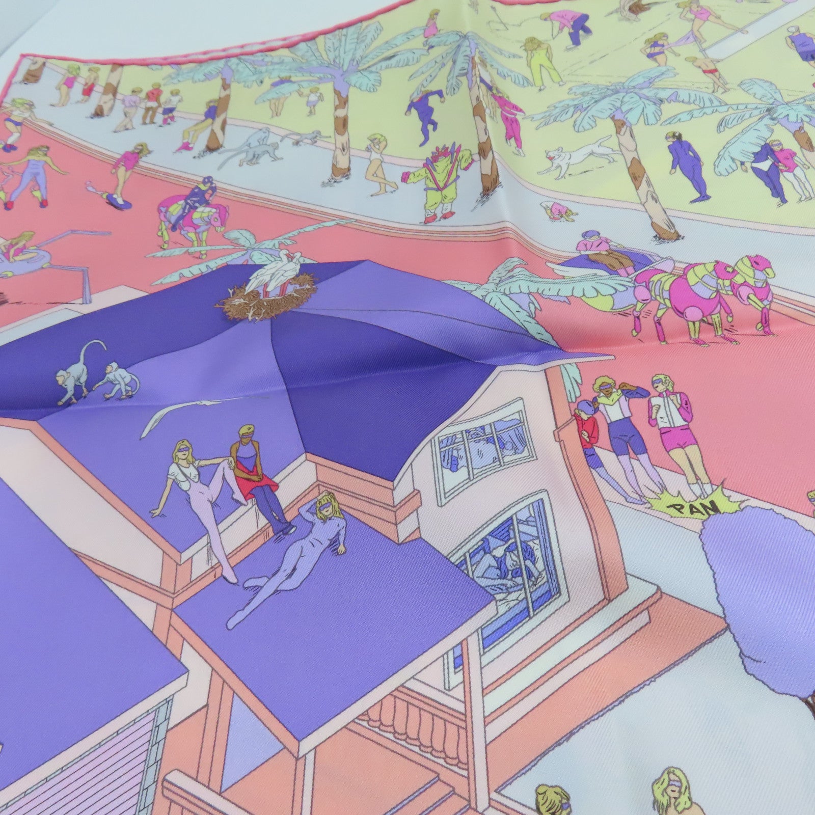 HERMES 絲質Scarf絲巾粉紅色/彩色