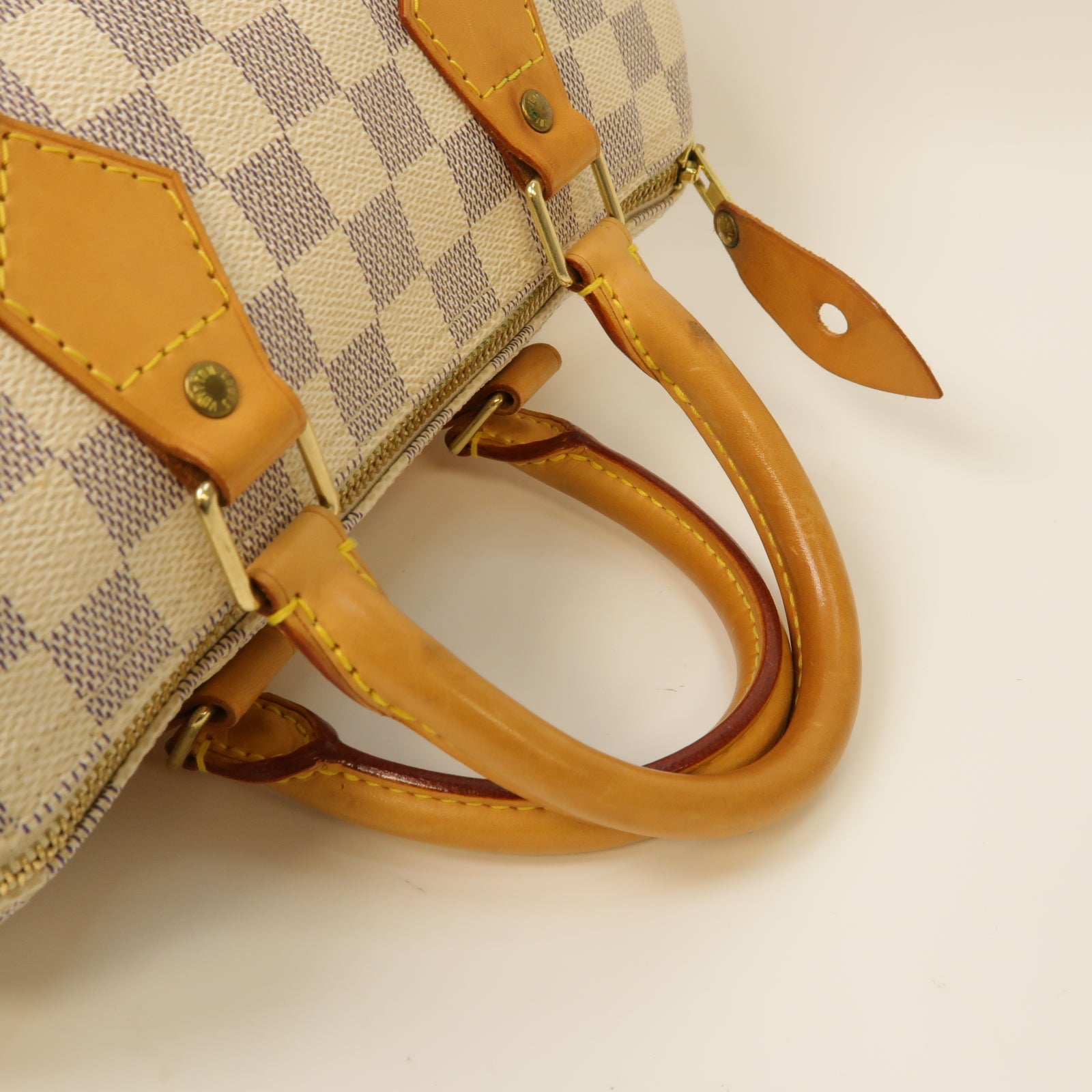 LOUIS VUITTON Damier Azur Speedy 25金扣手挽袋灰色