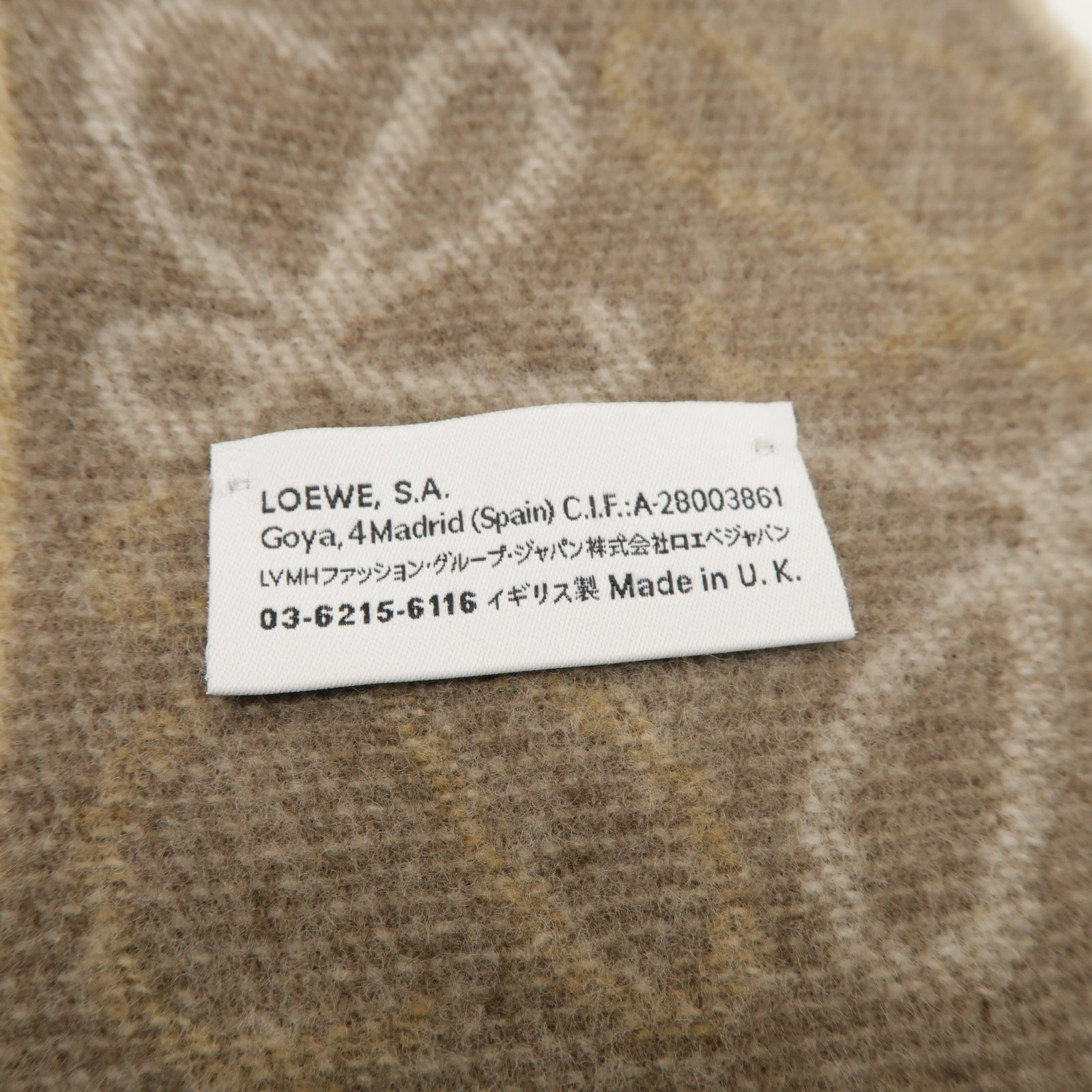 LOEWE Cashmere/羊毛Scarf圍巾米色/白色/棕色