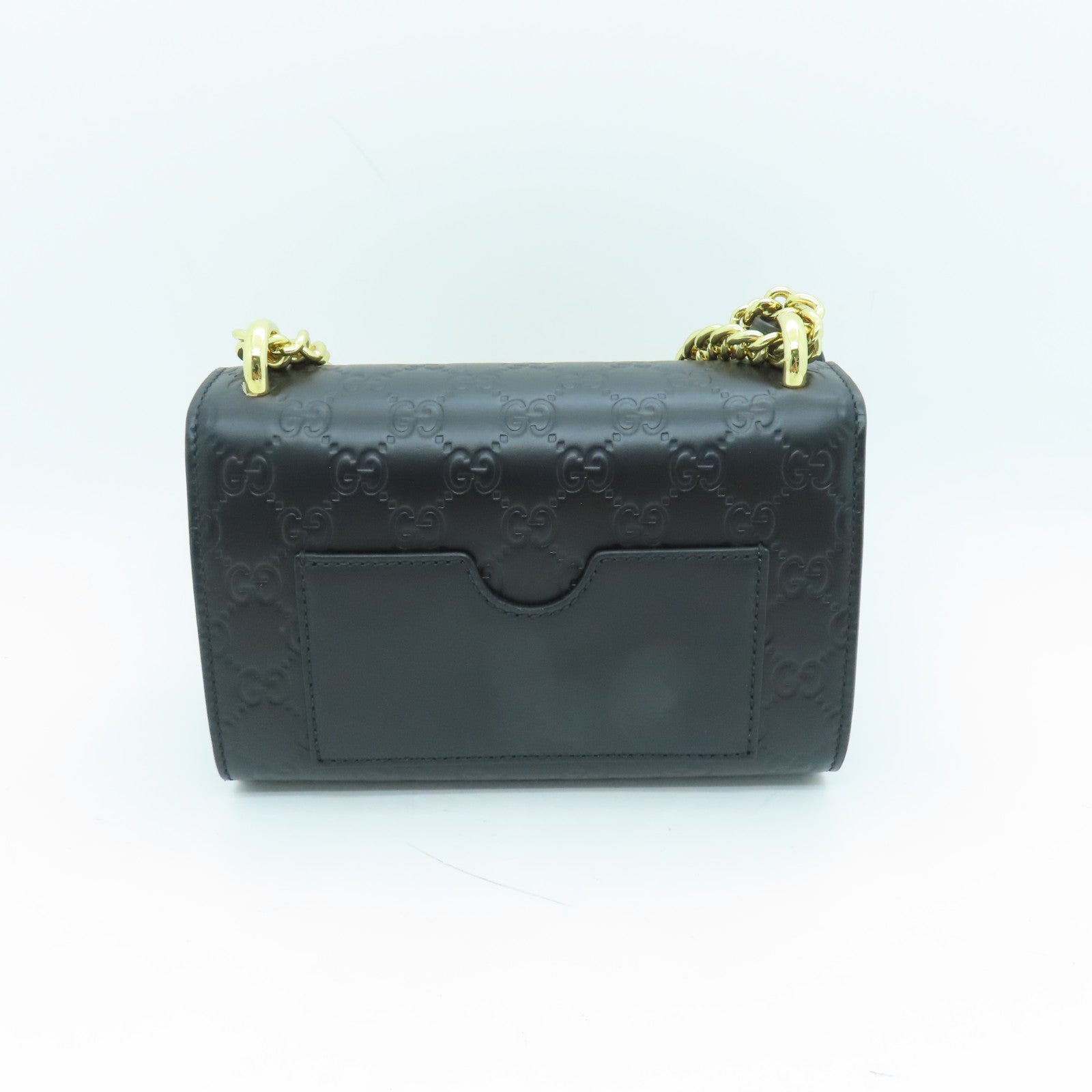GUCCI 牛皮皮革Chain Shoulder Bag金扣鏈帶肩背袋黑色