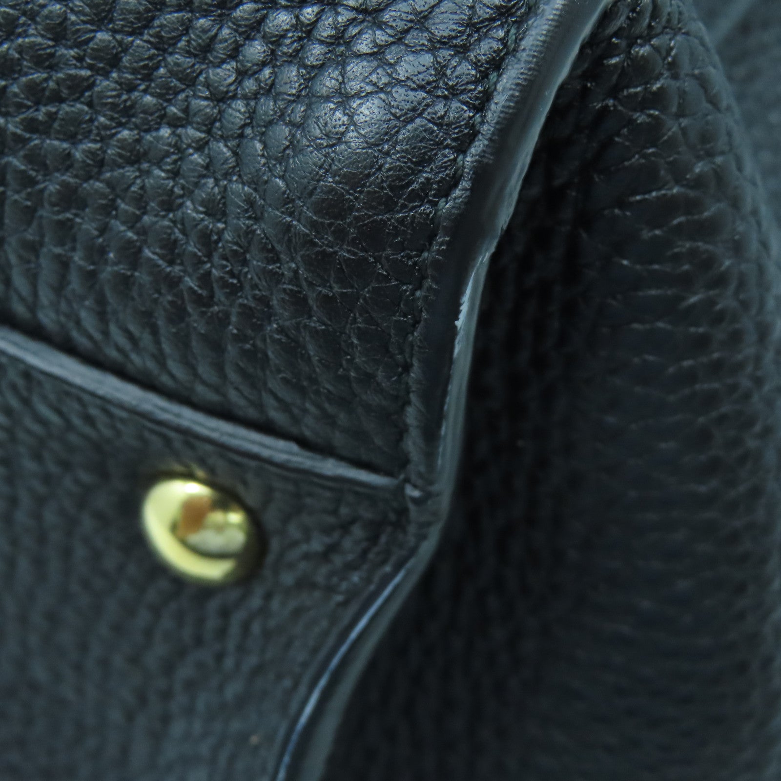 Salvatore Ferragamo cowhide leather Tote Bag gold buckle handle bag black