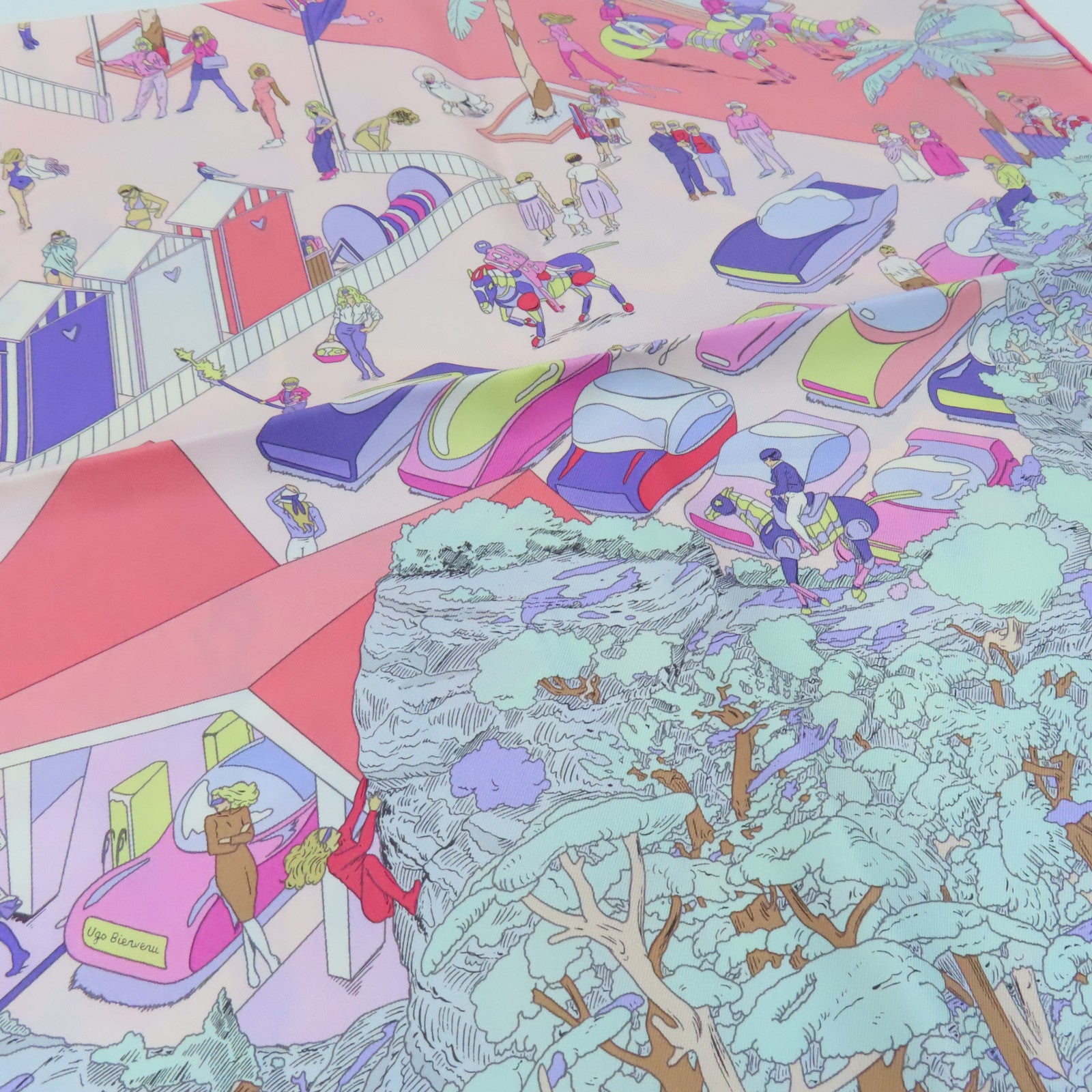 HERMES 絲質Scarf絲巾粉紅色/彩色